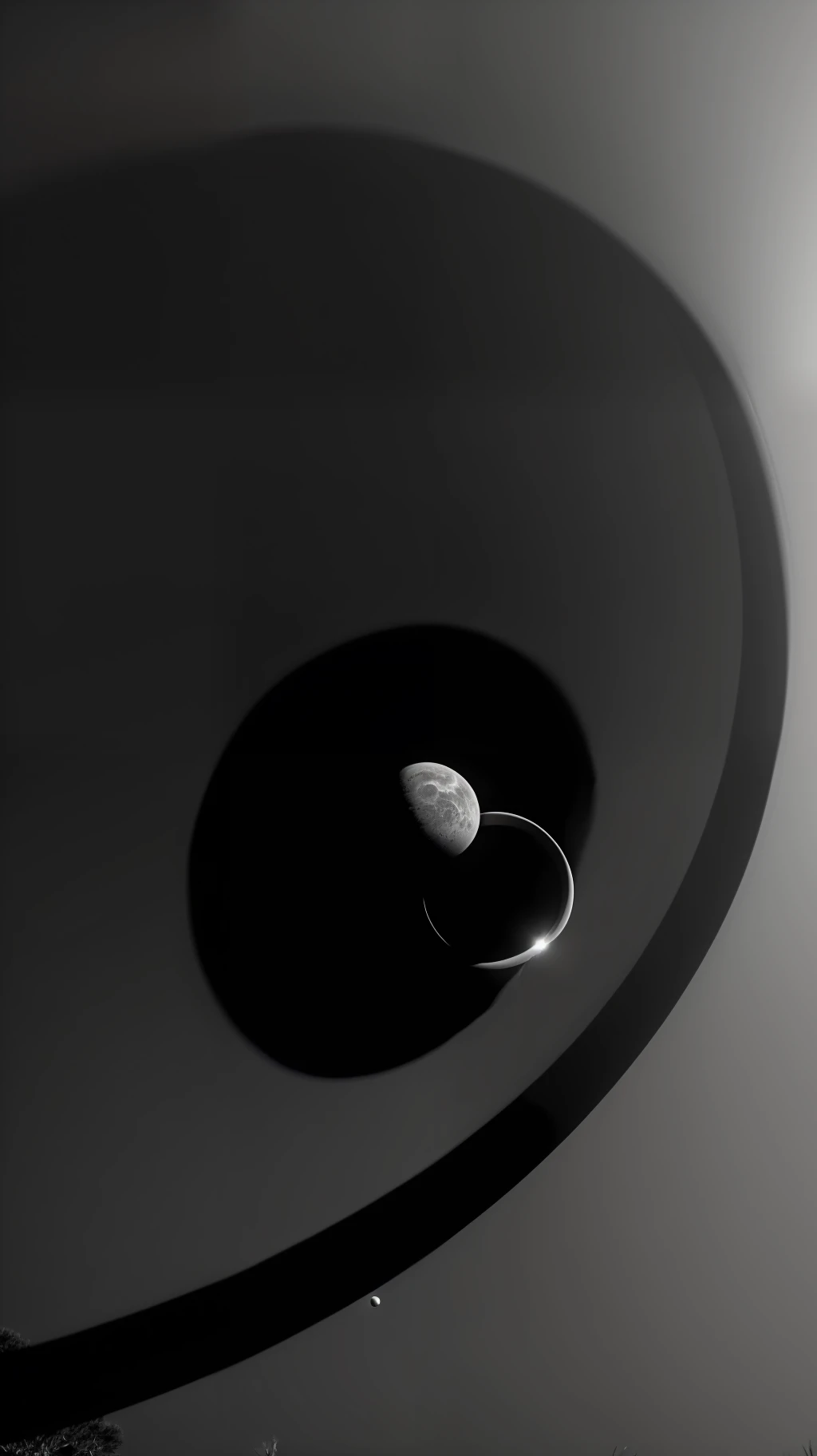 Planet, Planet with meteor ring, black, white, ((dark shades of gray)),