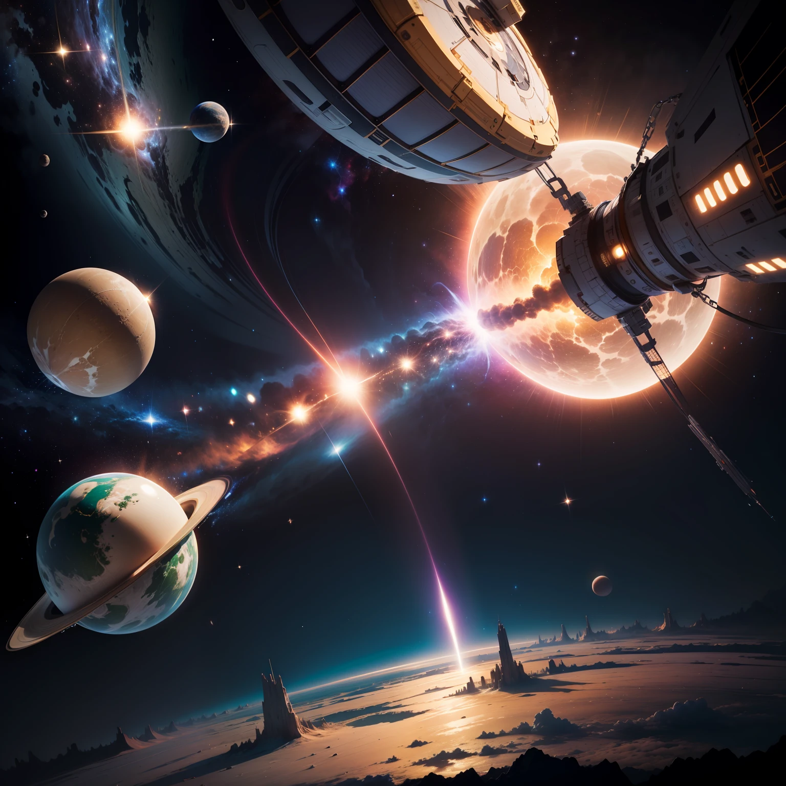 Universe, starry sky, outer space, planet --auto