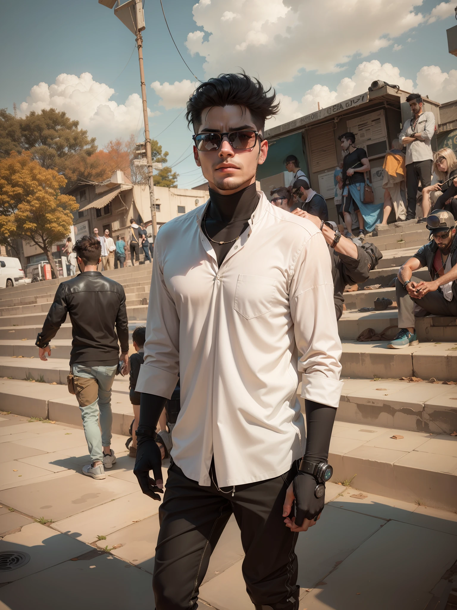 Change background cyberpunk handsome boy, realistic face, 8k, ultra realistic