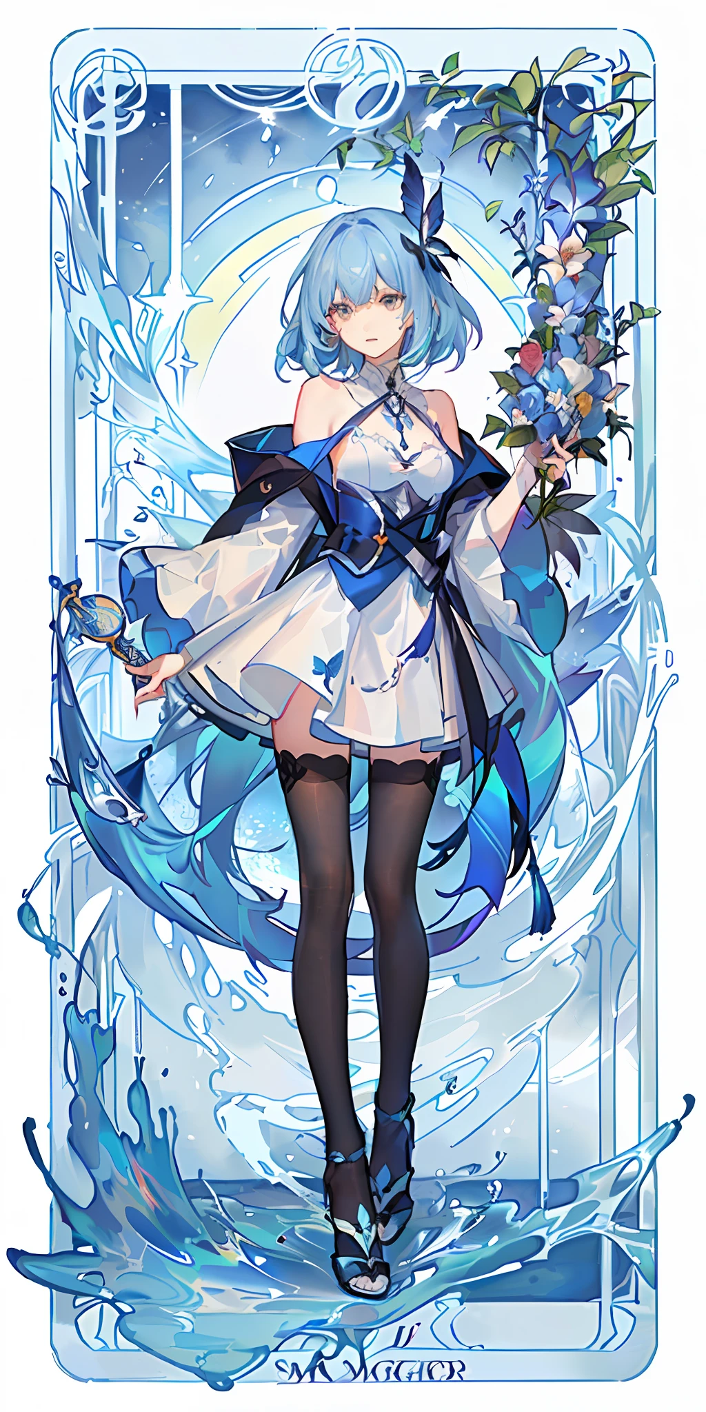 A woman in a dress holding a flower in her hand - SeaArt AI