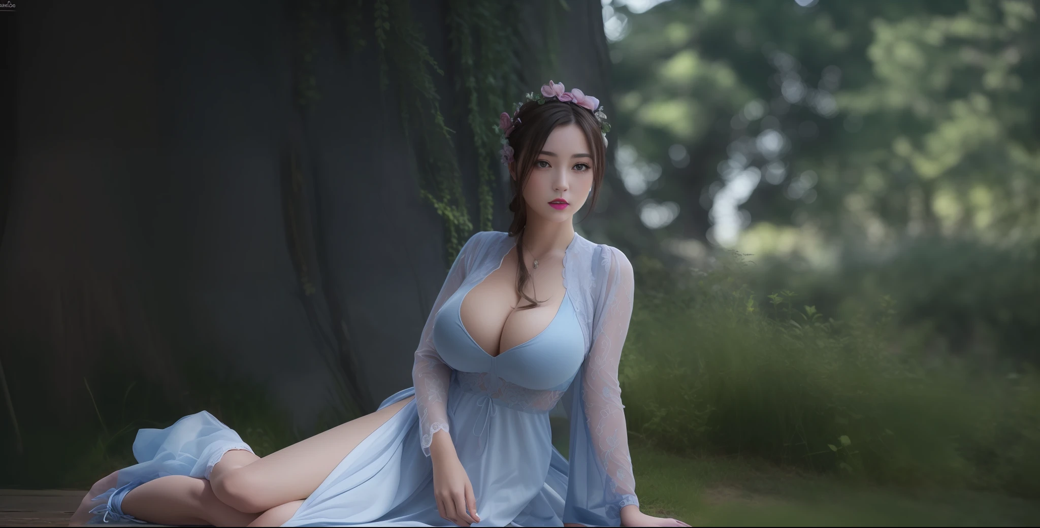 (masterpiece, best quality, extremely detailed 8k, ultra hd, ultra-detailed, highly detailed, highly realistic, ultra-realistic, photo realistic), (1girl:1.5), (detailed realistic skin), (realistic big breasts), (pink lipstick), slender abs,
