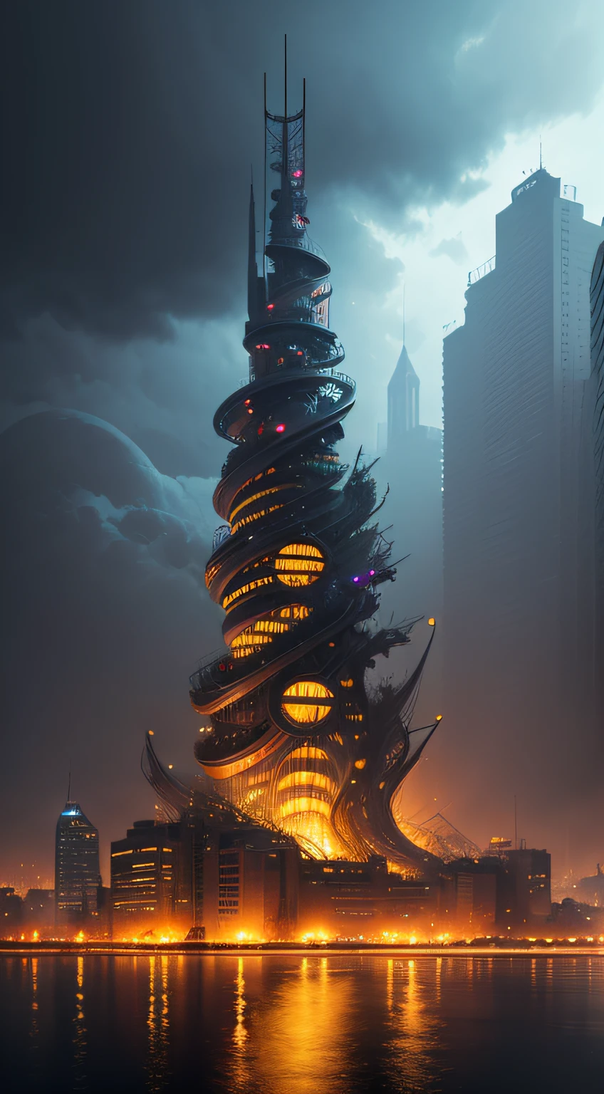 Jackson Pollock,Wassily Kandinsky,Hans Ruedi Giger,Zdzisław Beksiński,Salvador Dalí, cityscape ,8k,high quality --auto