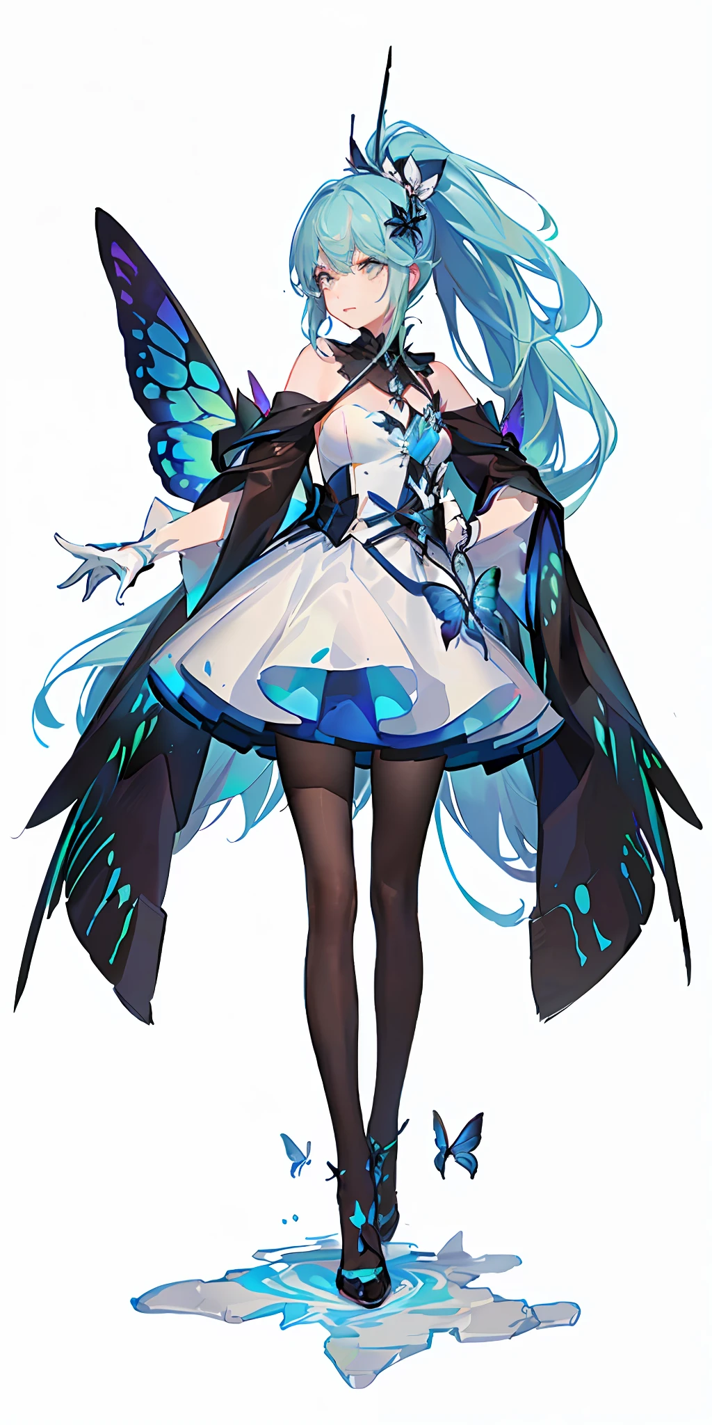 (Golden Ratio: 1.2),(Lily Graffiti:1.2),(Fault Color:1.3),[(White: 1.4)::10],(Paper: 1.2), (Fairy: 1.6), (Fairy Wings: 1.2), Bust Up, Standing in the Air, (Cool: 1.2), (Ponytail Hair),(Butterfly Hair Ornament),(Flower Ornament:1.0),,(Colorful Cocktail Long Dress:1.0)+ ( Loose Sleeve Coat: 1.3) + (Floating Colorful Tassel and Ribbon: 1.2), (White Stockings: 1.2), (Sea of Colorful Flowers: 1.3), (Chaotic Geometric Image: 1.3), (Negative Space: 0.8), (Drawing Board: 1.3), (Etheric Colorful Ink Flow: 1.3)