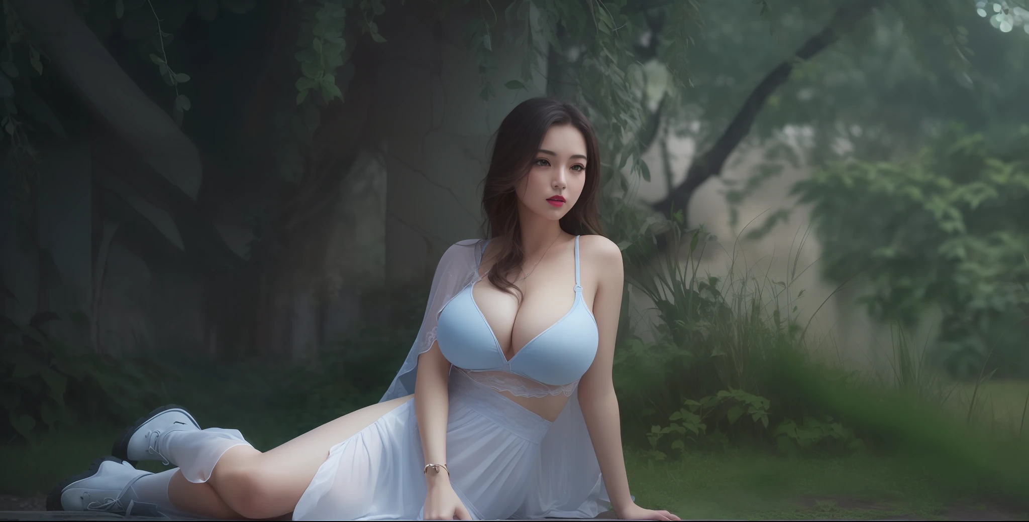 (masterpiece, best quality, extremely detailed 8k, ultra hd, ultra-detailed, highly detailed, highly realistic, ultra-realistic, photo realistic), (1girl:1.5), (detailed realistic skin), (realistic big breasts), (pink lipstick), slender abs,