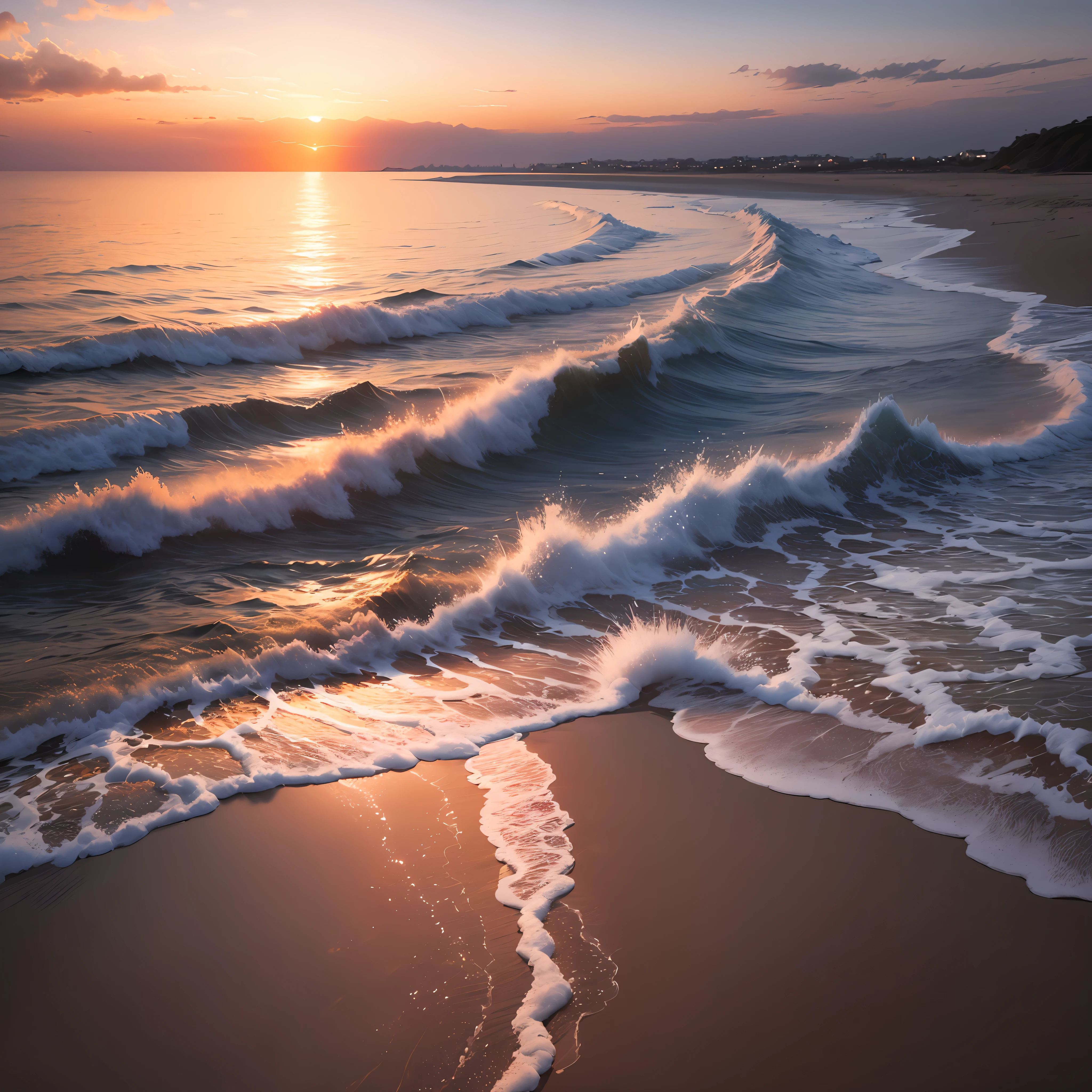 CREATE SPECTACULAR SUNSET ON SEA, REALISTIC DIGITAL ART --auto