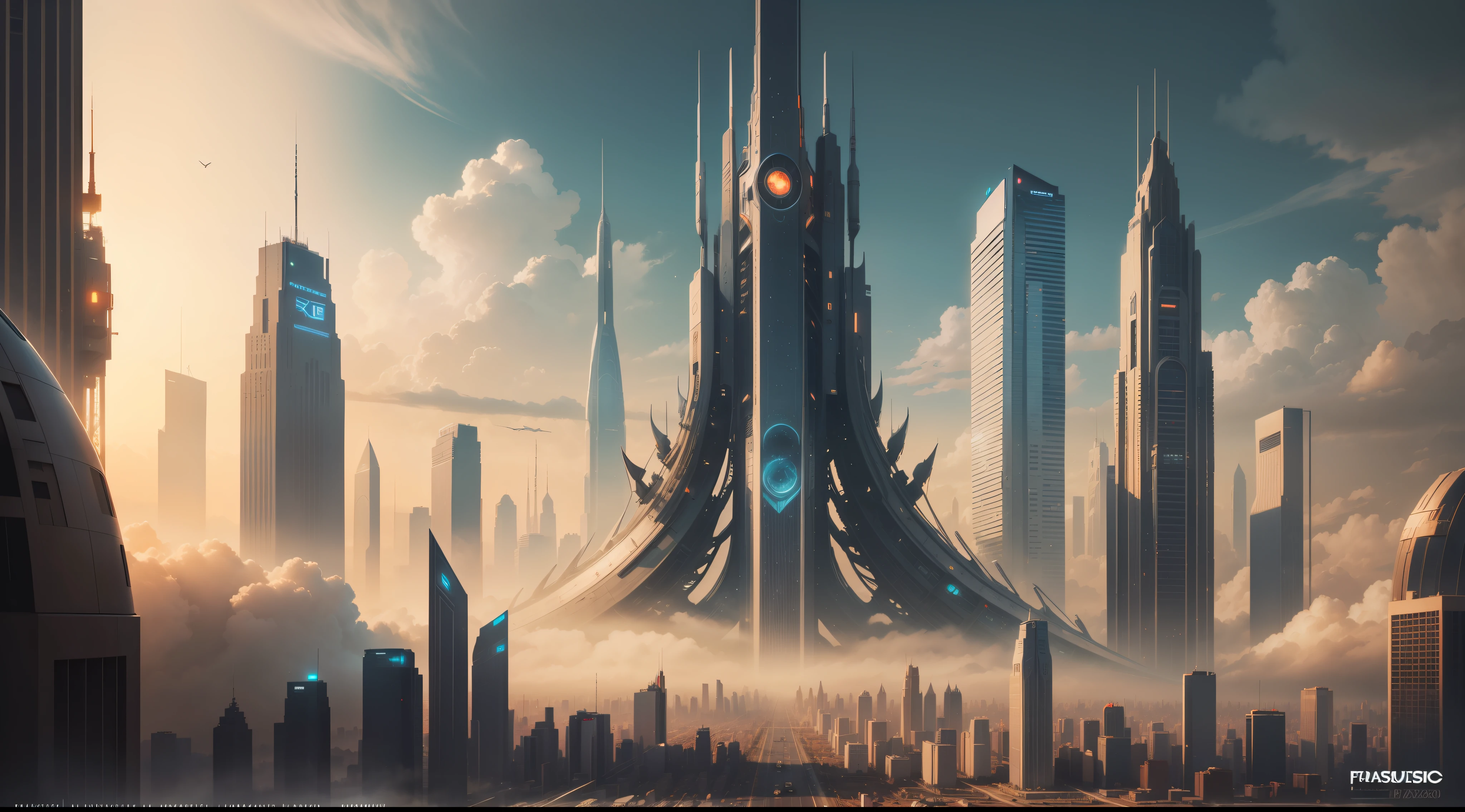 future city year 2500, masterpiece, high quality, highres, 4K