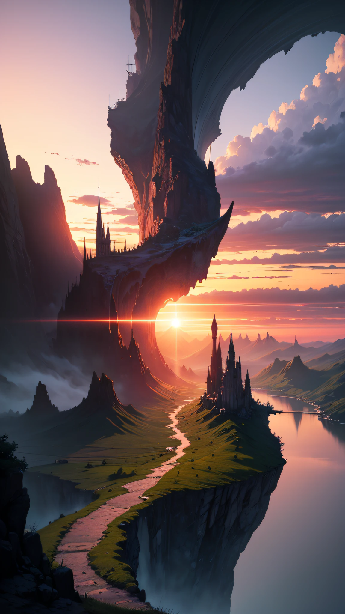 Dusk, sunset, fantasy, digital art, epic landscape --auto