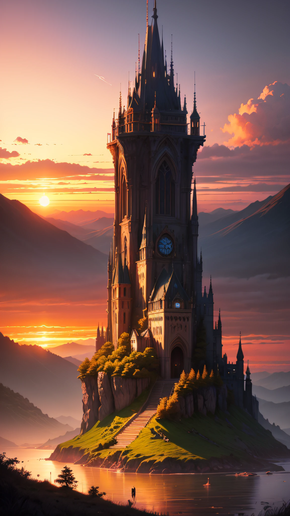 Dusk, sunset, fantasy, digital art, epic landscape --auto