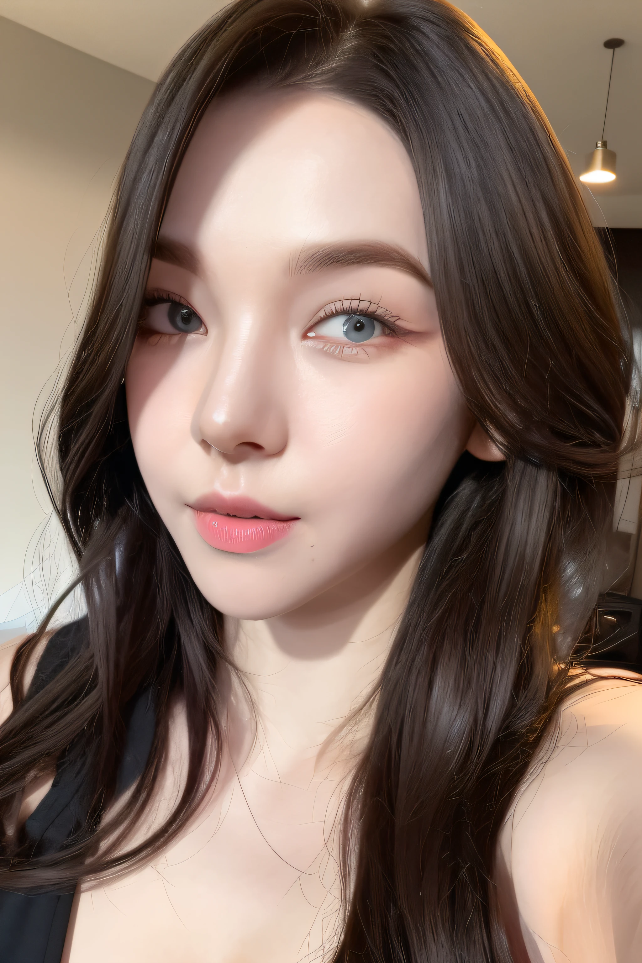 (8k, 4k, best quality, highres, ultra high res:1.1), (masterpiece, realistic, photo-realistic:1.1), casual outfit, (bulge: 0.2), she is a transsexual, (a woman named alicia: 0.7), (extra long wavy brown hair), ((portrait)), ((detailed face: 1.2)), ((detailed facial features)), (finely detailed skin), pale skin, slim body, perfect small breasts, Beautiful Dynamic Lighting,shy,elegant,cute,lust,cool pose,
high contrast,