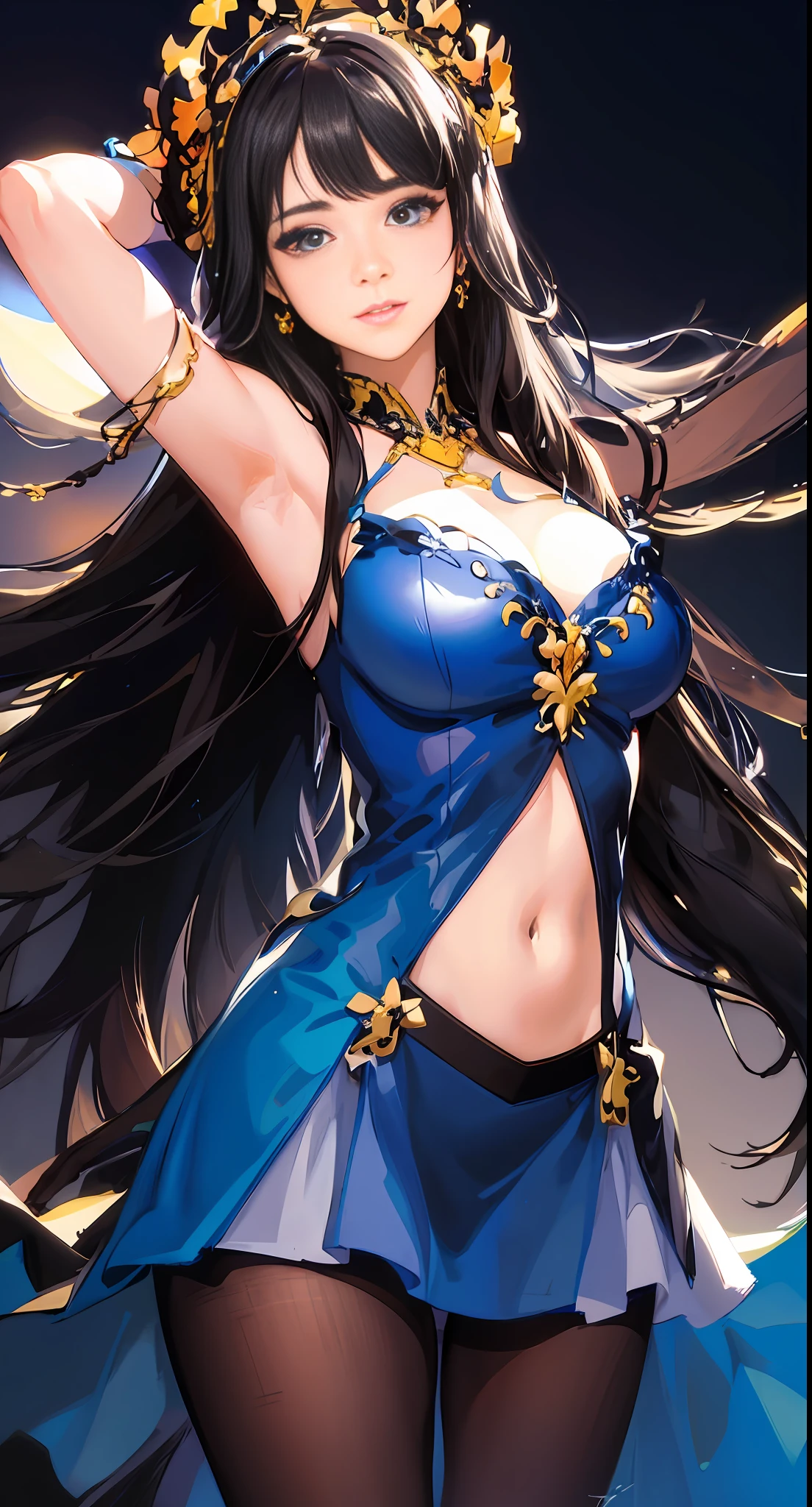 anime girl with long hair wearing a blue dress and a crown, extremely detailed artgerm, style of artgerm, artgerm. anime illustration, artgerm. high detail, style artgerm, artgerm on artstation pixiv, ! dream artgerm, artgerm detailed, anime goddess, 8k high quality detailed art