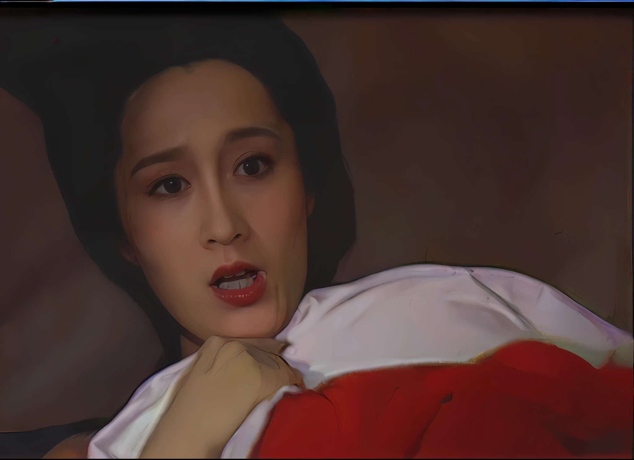 there is a woman that is holding a cell phone in her hand, movie screencap, inspired by Yao Tingmei, inspired by Yun Du-seo, screenshot from a movie, jia, inspired by Sim Sa-jeong, gong li, fanart, movie screen shot, inspired by Ju Lian, screenshot from the 1983 film, inspired by Chen Yifei