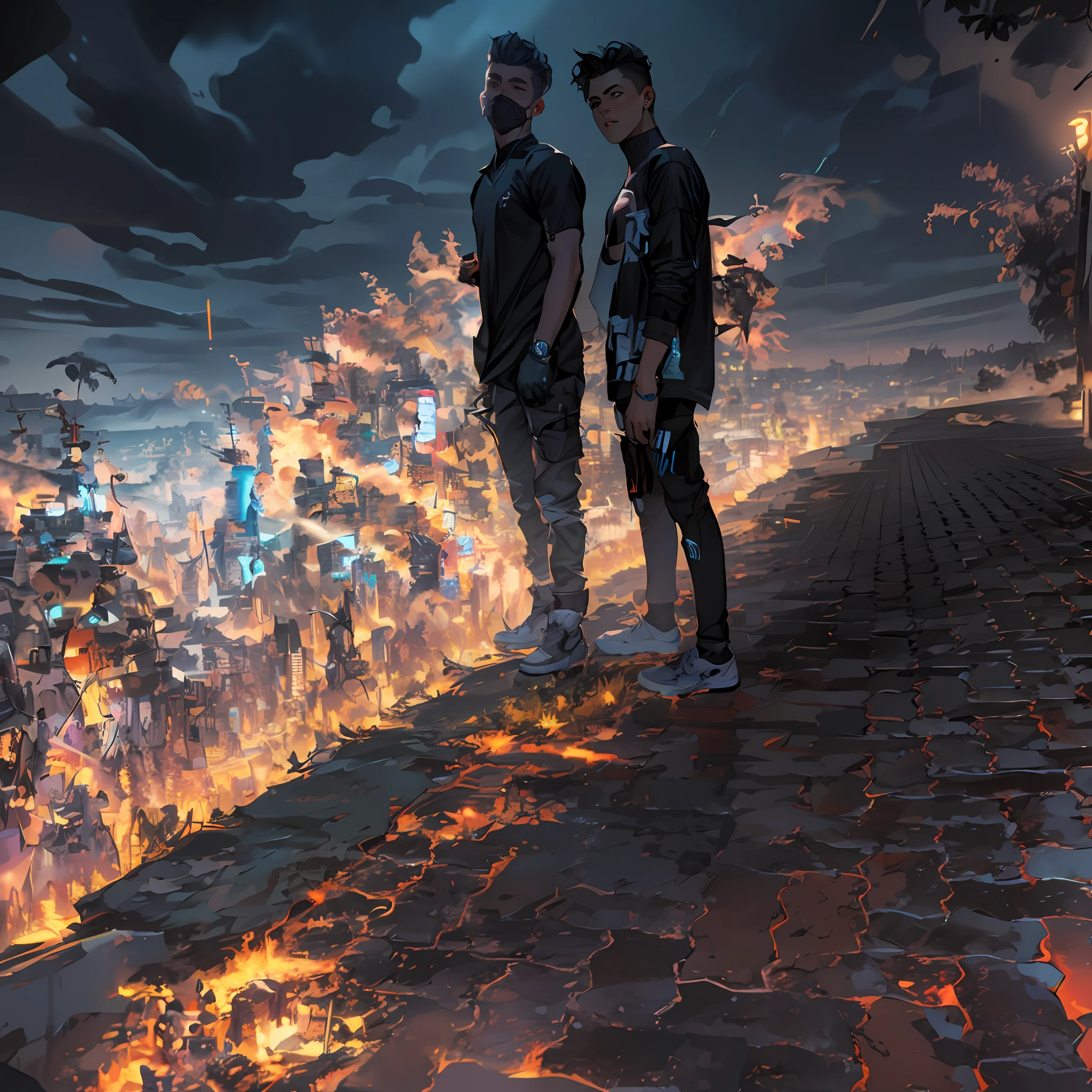 ultra detail, high resolution, ultra detailed, best quality, amazing, top quality, extremely detailed CG unity 8k wallpaper, cinematic lighting, cat fanboy, cyberpunk, dark boy