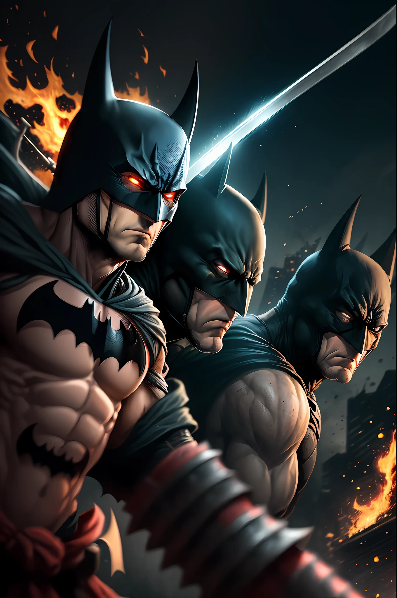 Samurai epics play a tournament in Tokyo, Japan against Batman, the goal is to slow him down and then kill him. Samurai use poison-laden flaming swords and darts, 64k, --auto --s2