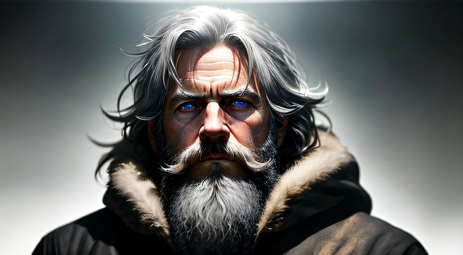 photo, old evil hermit, medieval, piercing_deep-set_eyes, wrinkled face, dark_stichted_cloak, (dramatic lighting:1.25), (shadowy background:1.2), (dirty_ unkempt_gray_hair:1.2), (long_shaggy_beard:1.3), (faded colors:1.1), (sharp focus:1.1), (shadows:1.2), (subtle HDR:1.3), (realistic skin texture:1.25), (detailed hair:1.2), (gritty texture:1.1), (cinematic look:1.2), (powerful pose:1.3), (blush:0.5), (goosebumps:0.5), subsurface scattering, detailed_grey_eyes