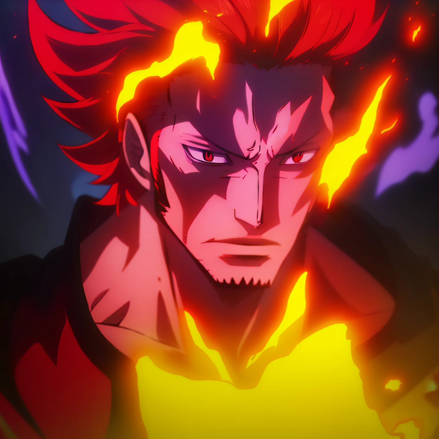 Digital art of Handsome man with flaming red hair, 8k, Abstract Expressionism style, Ultra realistic art by Greg Rutkowski