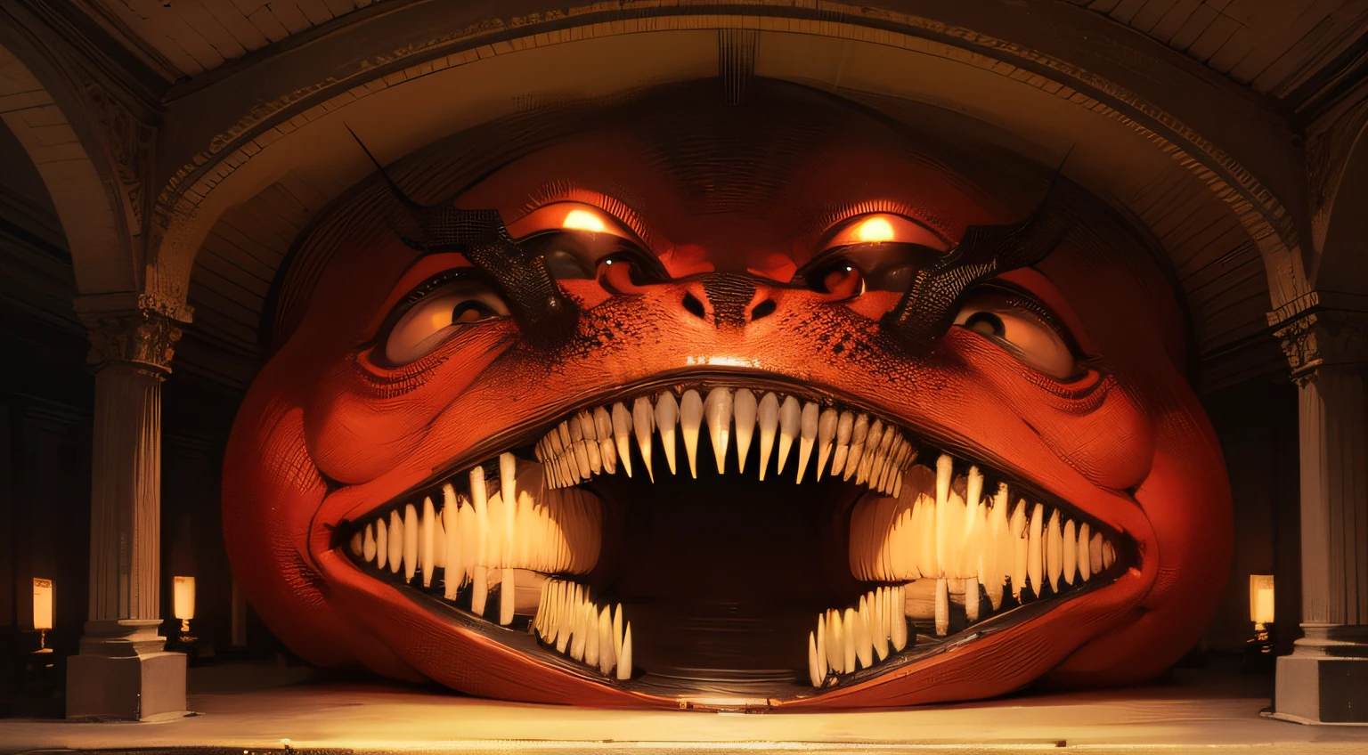 A medium-shot photograph of a terrifying demon, intricate, highly detailed, and dramatic