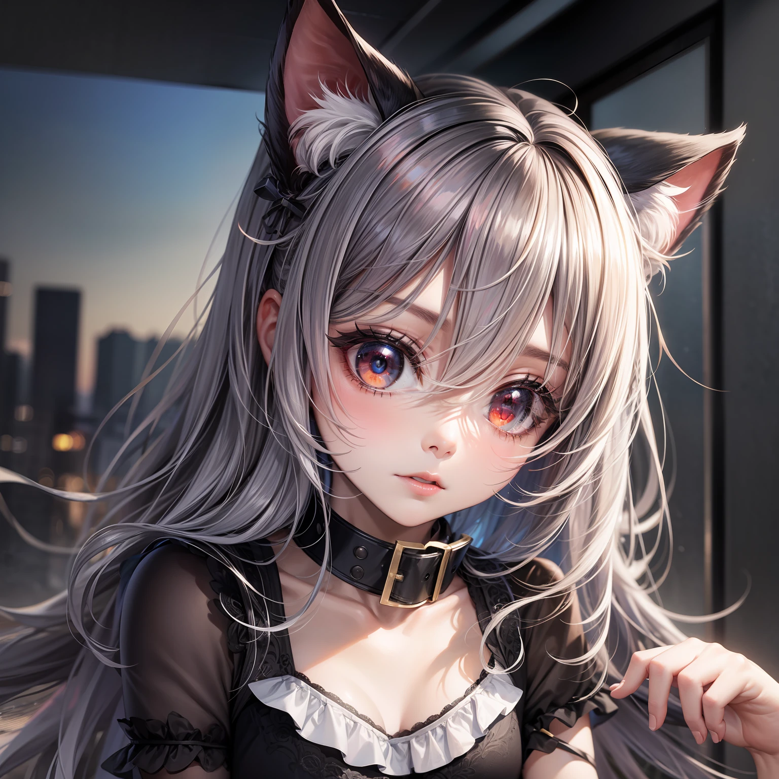 neferpitou, neferpitou, short hair, (red eyes:1.5), long sleeves, animal ears, tail, white hair, shorts, cat ears, cat tail, curly hair, BREAK looking at viewer, BREAK outside, BREAK (masterpiece:1.2), best quality, high resolution, unity 8k wallpaper, (illustration:0.8), (beautiful detailed eyes:1.6), extremely detailed face, perfect lighting, extremely detailed CG, (perfect hands, perfect anatomy),NFSW --auto