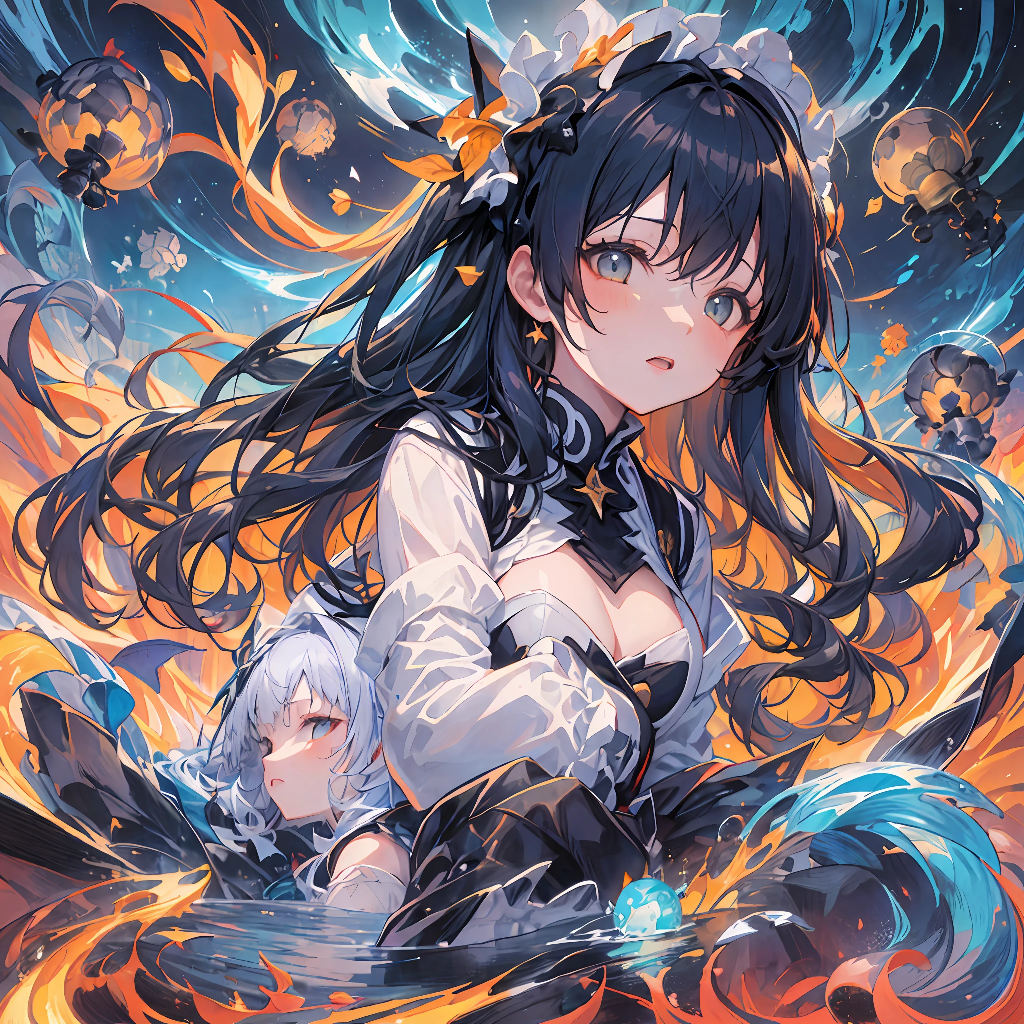 style
(Masterpiece),((Highest Quality)),(Official Art),(Beautiful and Indulgent :1.2(Maximalism: 1.5),Vivid Contrast,
break
background
Vast landscape, (Divided World: 1.2), vast universe,
(Giant stained glass: 1.5),
colorful petals, delicate flowers,
Perseus meteor shower, dazzling flashes,
Worldview
Surreal atmosphere, enchanting scenes, serene beauty, ethereal atmosphere, enchanting sights, interrupted reality, captivating displays,
Encapsulated earth,
complex design, complex mechanism, quiet setting,
interrupted animations, contrasting areas, mesmerizing colors, seamless transitions,
(Mind Map: 1.3)
break
character
(Beautifully indulgent: 1.2),(1 Girl:1.3) Beautiful 2D illustration, high resolution, ULTLA details, absurdity,
Very beautiful beauties,
Ultra-detailed gothic dresses decorated with many flowers and jewelry, ruffles, lace veils,
beautiful long hair, jewelry and floral hair ornaments blowing in the air,
background
(Star Trail, Magic Circle: 1.3),
(Floating Island: 1.2), (Stardust, Lantern, Strip, Shooting Star)
petals, colorful flowers,
(Helix: 1.2), (Spiral staircase: 1.2), DNA, gene, deoxyribonucleic acid, double helix structure, wakame, wakame, wakame, wakame, wakame, wakame, wakame, wakame, wakame, wakame