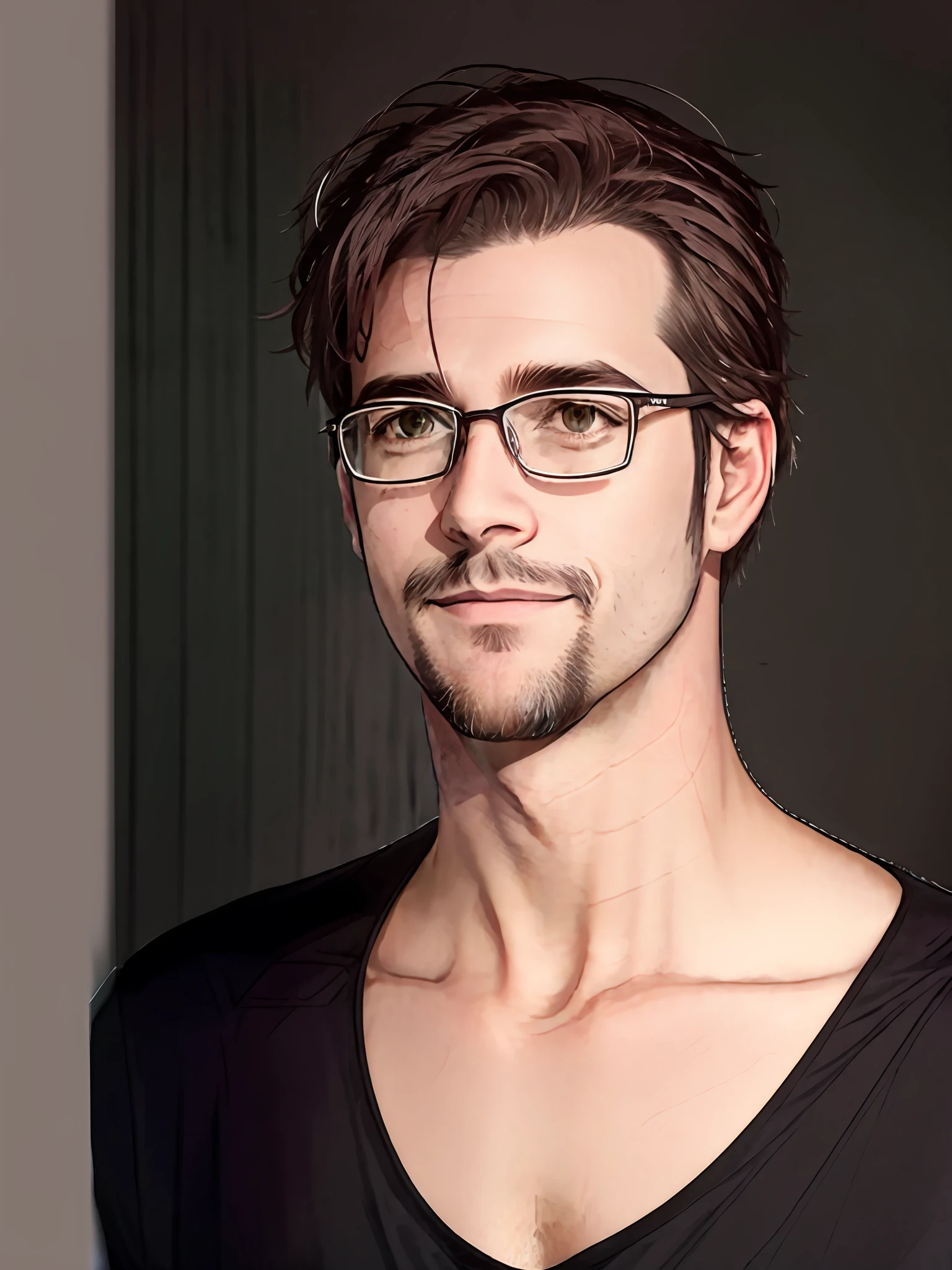 arafed man with glasses and a beard sitting on a couch, with a small beard, with nerdy glasses and goatee, with no beard, typical cryptocurrency nerd, with glasses and goatee, small beard, without beard and mustache, neckbeard, professional picture, with nerdy! glasses! and goatee, without beard, about 3 5  old