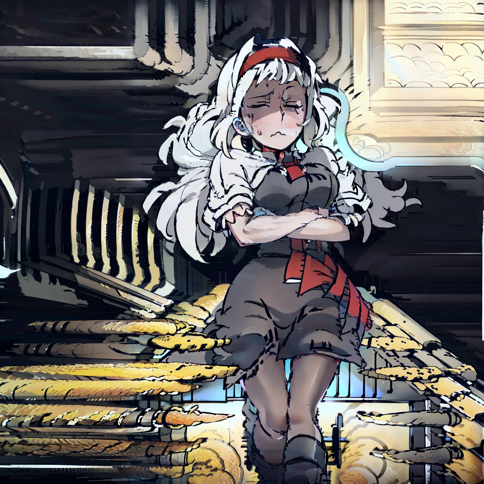 Masterpiece, best quality, (very detailed CG unity 8k wallpaper) (best quality), (best illustration), (best shadows), full body, whole body, alice margatroid, blonde hair, short hair, blue eyes, red hairband, blue dress, white sleeves, short sleeves, white capelet, red sash, long dress, blue skirt, boots