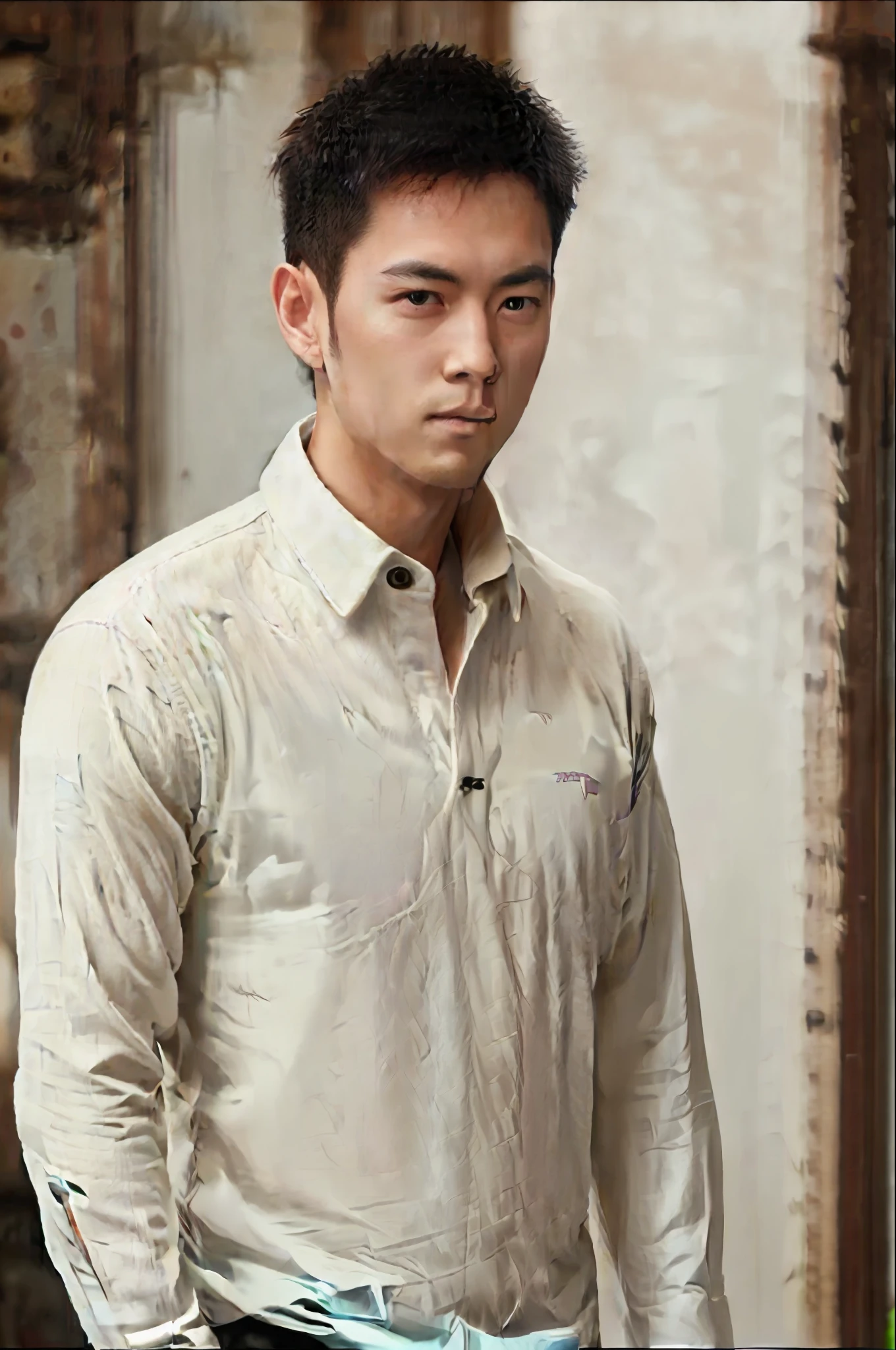 1man, 
a 30 y.o muscular male wearing long-sleeve white shirt and tie, wearing leather shoes,  full body, 
soft lighting, 
masterpiece, best quality, 8k uhd, dslr, film grain, Fujifilm XT3 photorealistic painting art by midjourney and greg rutkowski