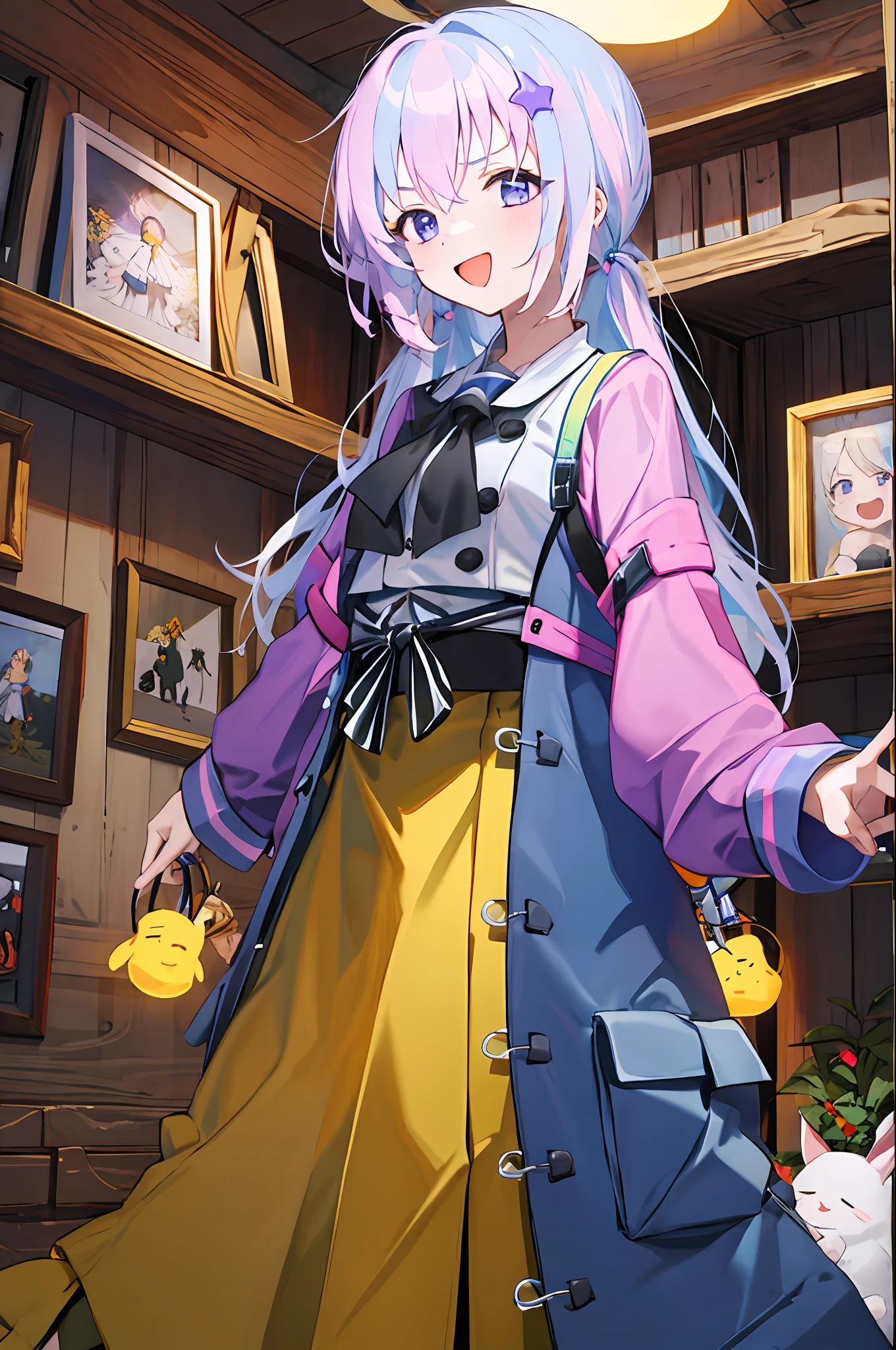 masterpiece, best quality, ultra-detailed, 1girl, uzawa reisa, indoors, purple eyes,