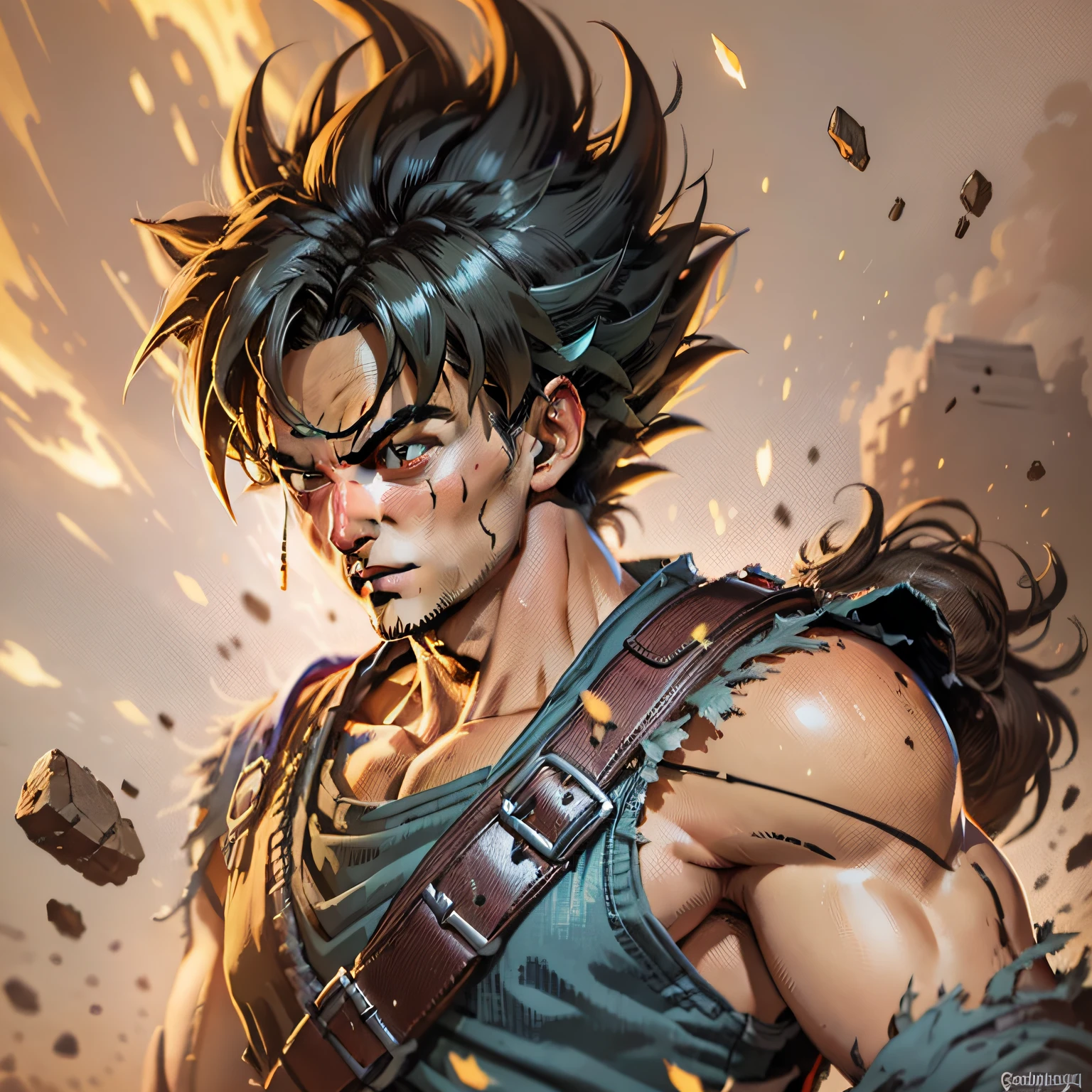 Digital art of Goku from Dragon Ball Z, 8k, Ultra realistic art by Greg Rutkowski