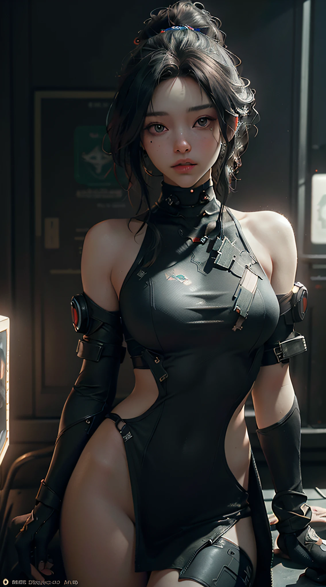 ((Best quality)), ((masterpiece)), (detailed:1.4), 3D, an image of a beautiful cyberpunk female,HDR (High Dynamic Range),Ray Tracing,NVIDIA RTX,Super-Resolution,Unreal 5,Subsurface scattering,PBR Texturing,Post-processing,Anisotropic Filtering,Depth-of-field,Maximum clarity and sharpness,Multi-layered textures,Albedo and Specular maps,Surface shading,Accurate simulation of light-material interaction,Perfect proportions,Octane Render,Two-tone lighting,Wide aperture,Low ISO,White balance,Rule of thirds,8K RAW,