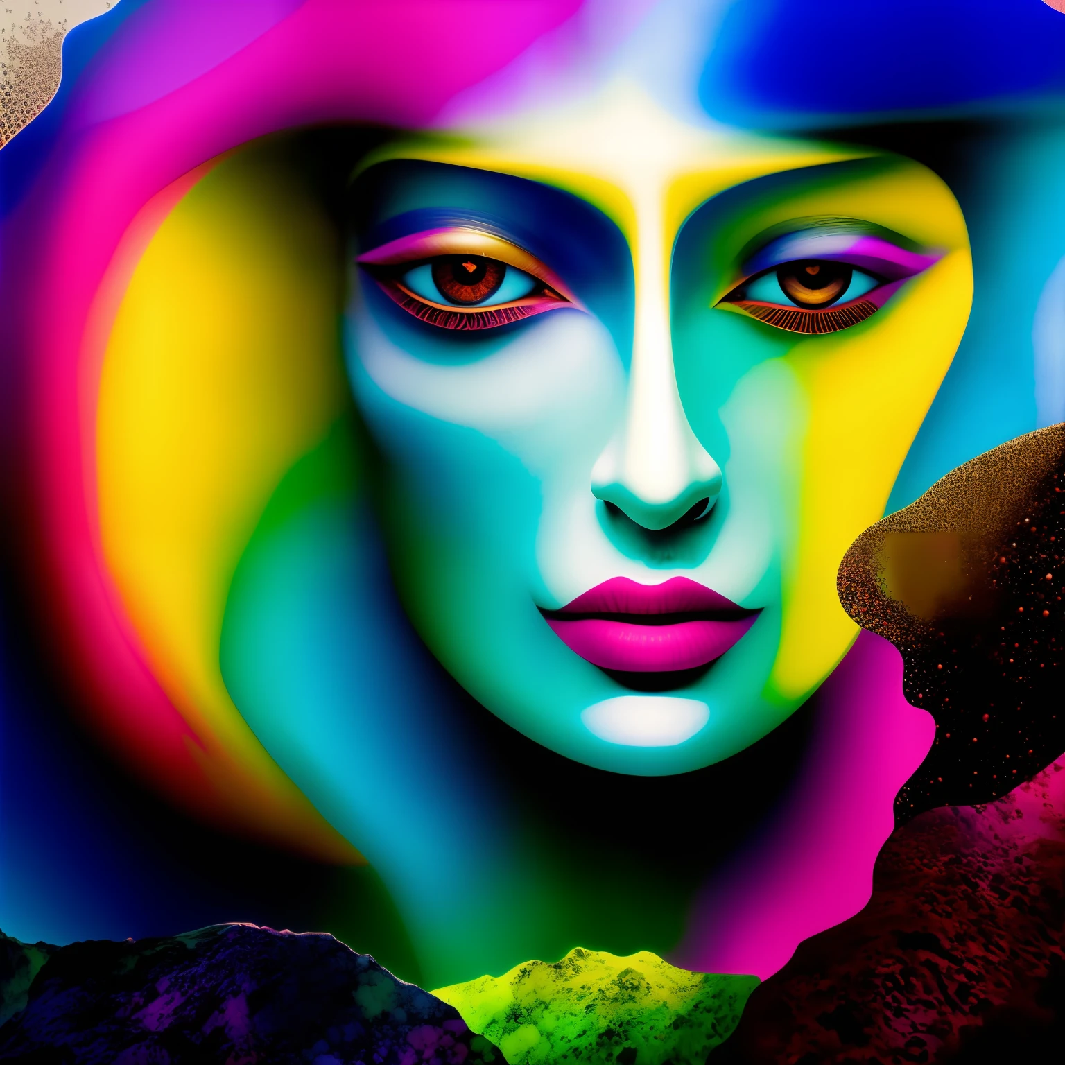 Enter the realm of "Ethereal Visage: Dimensional Duality" as a captivating close-up face takes center stage amidst a tumultuous convergence. This captivating artwork showcases a surreal intermingling of dimensions, where the boundaries of reality and the extraordinary intertwine in a mesmerizing display.
At the heart of this composition, a striking close-up of a face commands attention. With an ethereal allure, it stands as a portal between realms, merging the tangible and intangible. The face becomes a focal point, exuding enigmatic beauty amidst the chaotic amalgamation of realities.
Within "Ethereal Visage: Dimensional Duality," delve into the intricate dance of fragmented dimensions. Witness the profound expression on the central face, embodying the essence of both worlds. As the dimensions collide and merge, prepare to be entranced by the enigmatic balance of serenity and chaos.
Embark on an extraordinary journey where the ordinary and the surreal coexist. "Ethereal Visage: Dimensional Duality" invites you to explore the profound depths where reality blurs, offering a glimpse into the harmonious union of disparate realms.
