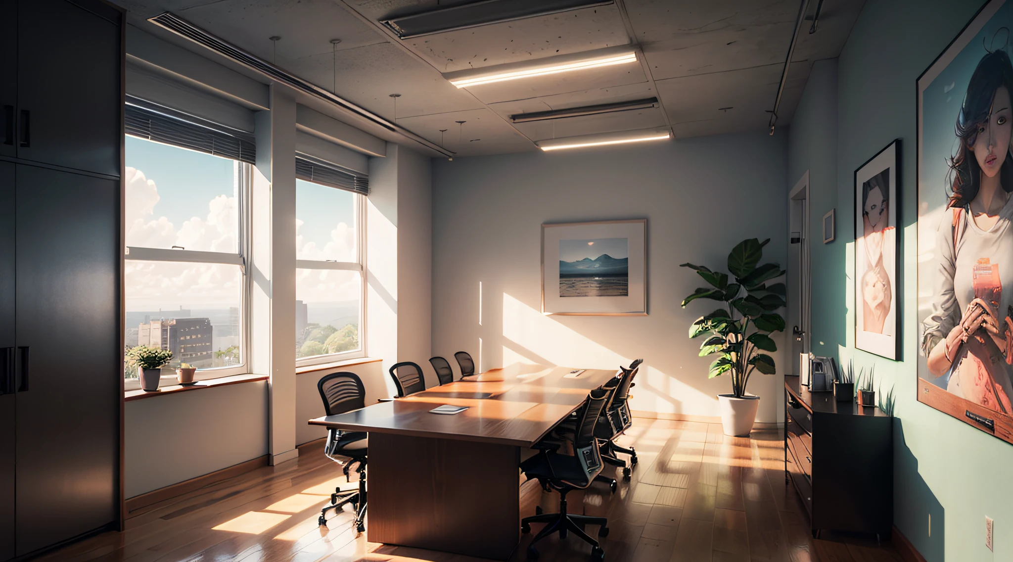 an office room, volumetric light --auto