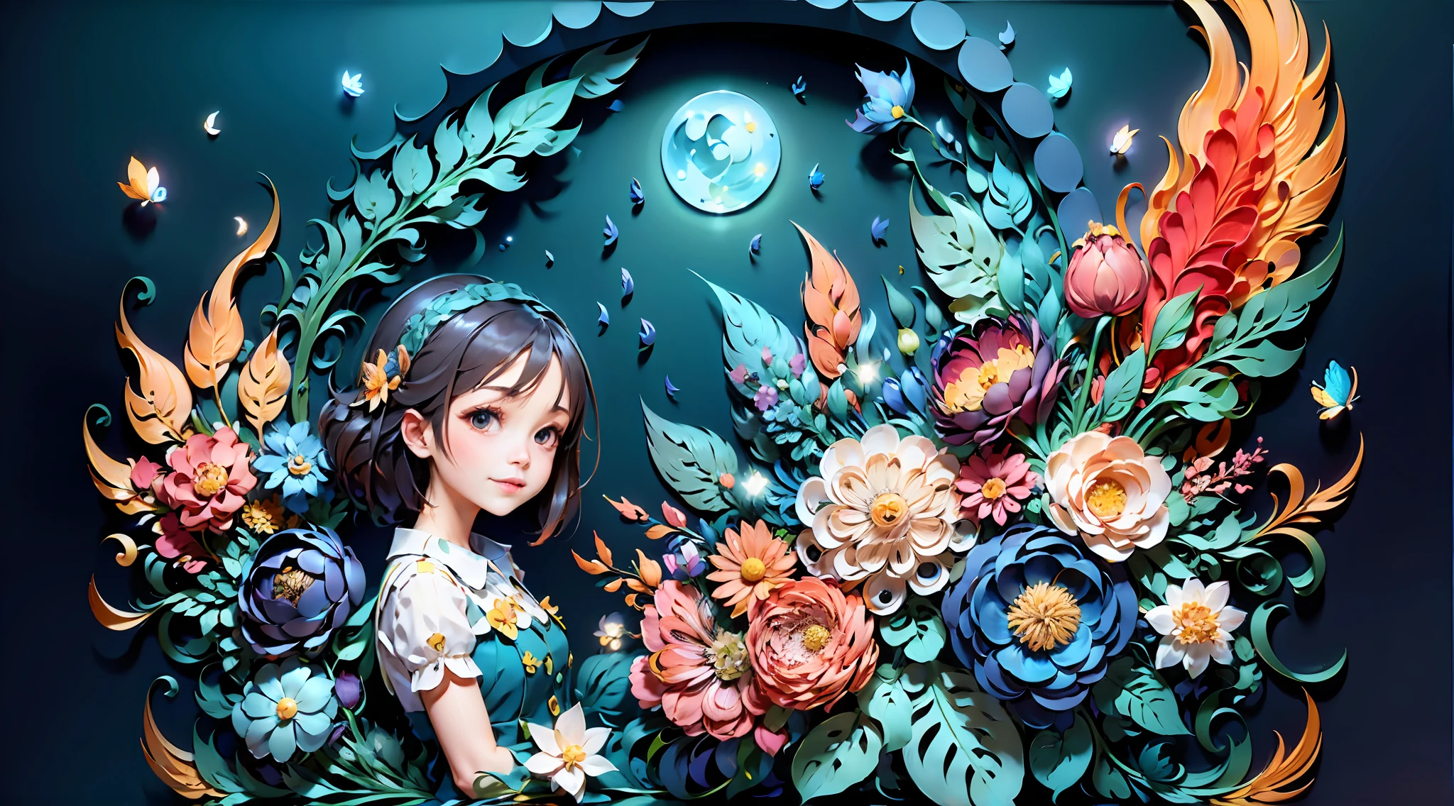 Flowers, butterflies, grass