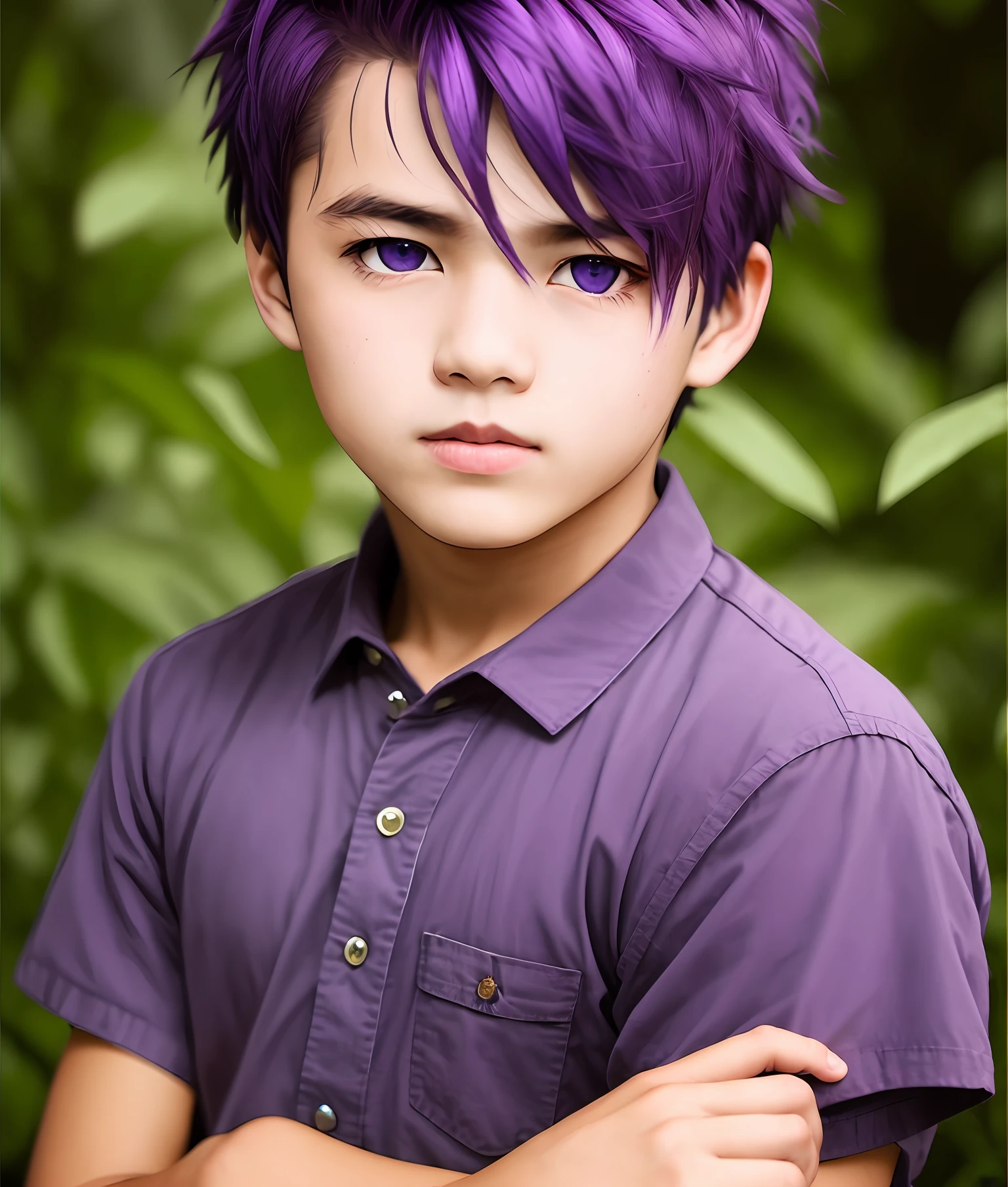purple hair, boy, best quality, purple eyes, masterpiece, high resolution, square man