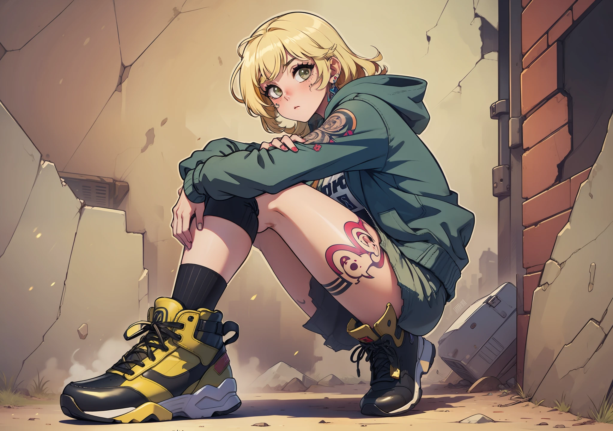 Hip Hop Style Girl Blonde Full Body Tattoo