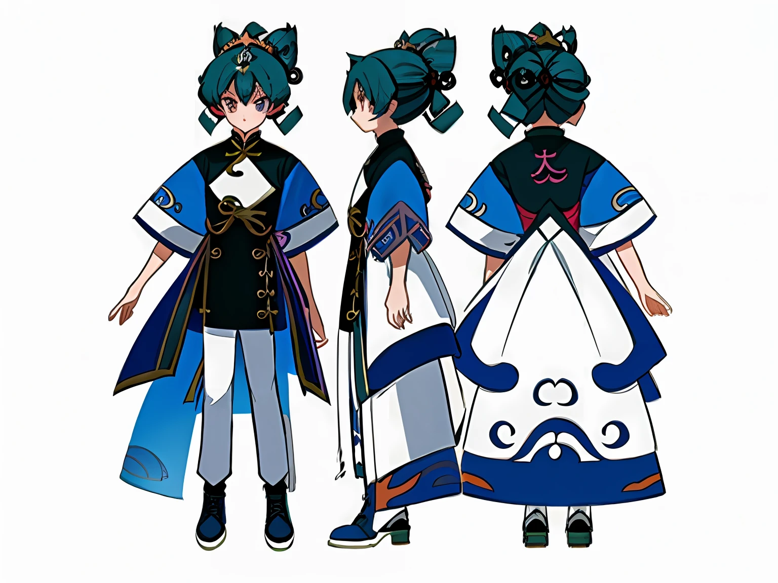 ((masterpiece)),(((best quality))),(character design sheet, same character, front, side, back), illustration, 1 girl, hair color, bangs, hairstyle fax, eyes, environment change scene, Hairstyle Fax, Pose Zitai, Female, Shirt Shangyi, Star, Charturnbetalora, (simple background, white background: 1.3), --6