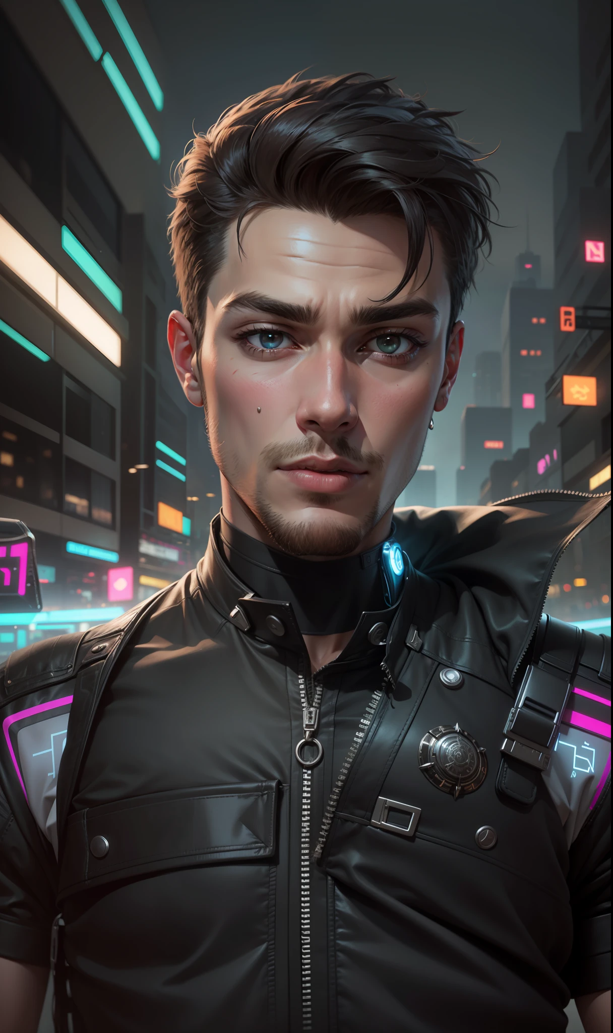 Change background cyberpunk handsome boy, realistic face, 8k, ultra realistic