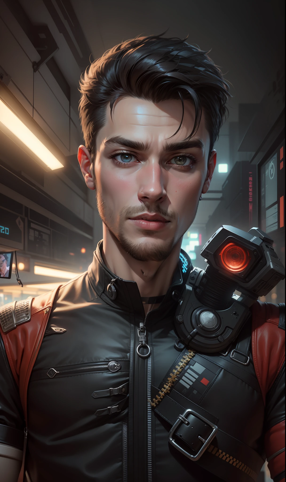 Change background cyberpunk handsome boy, realistic face, 8k, ultra realistic