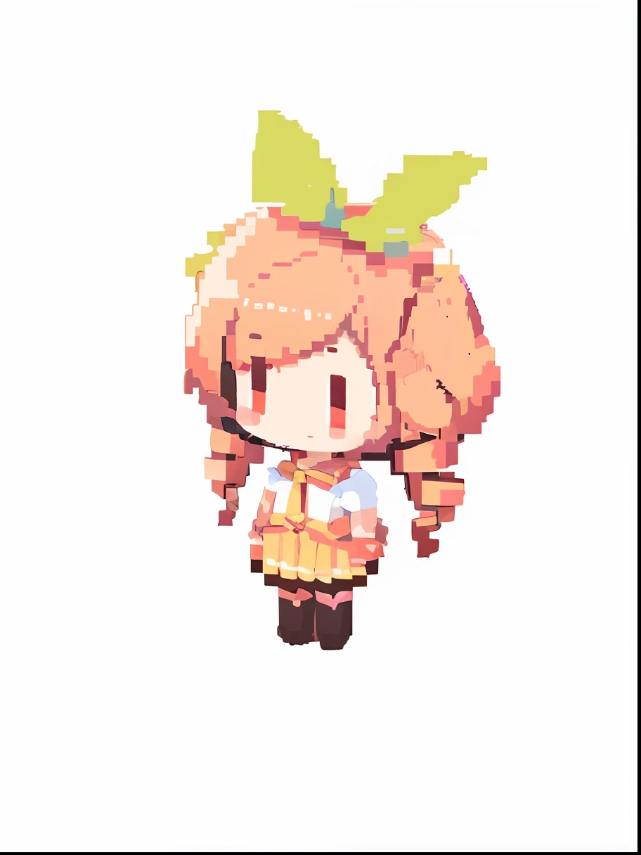 pixel art of a girl with a green leaf on her head, #pixelart:3, pixel art sprite, small curvy loli, render of april, visual novel sprite, #pixelart, # pixelart, full body sprite, 🍁 cute, /r/pixelart, cute character, art of kirokaze pixel, small loli girl, pixelart --auto