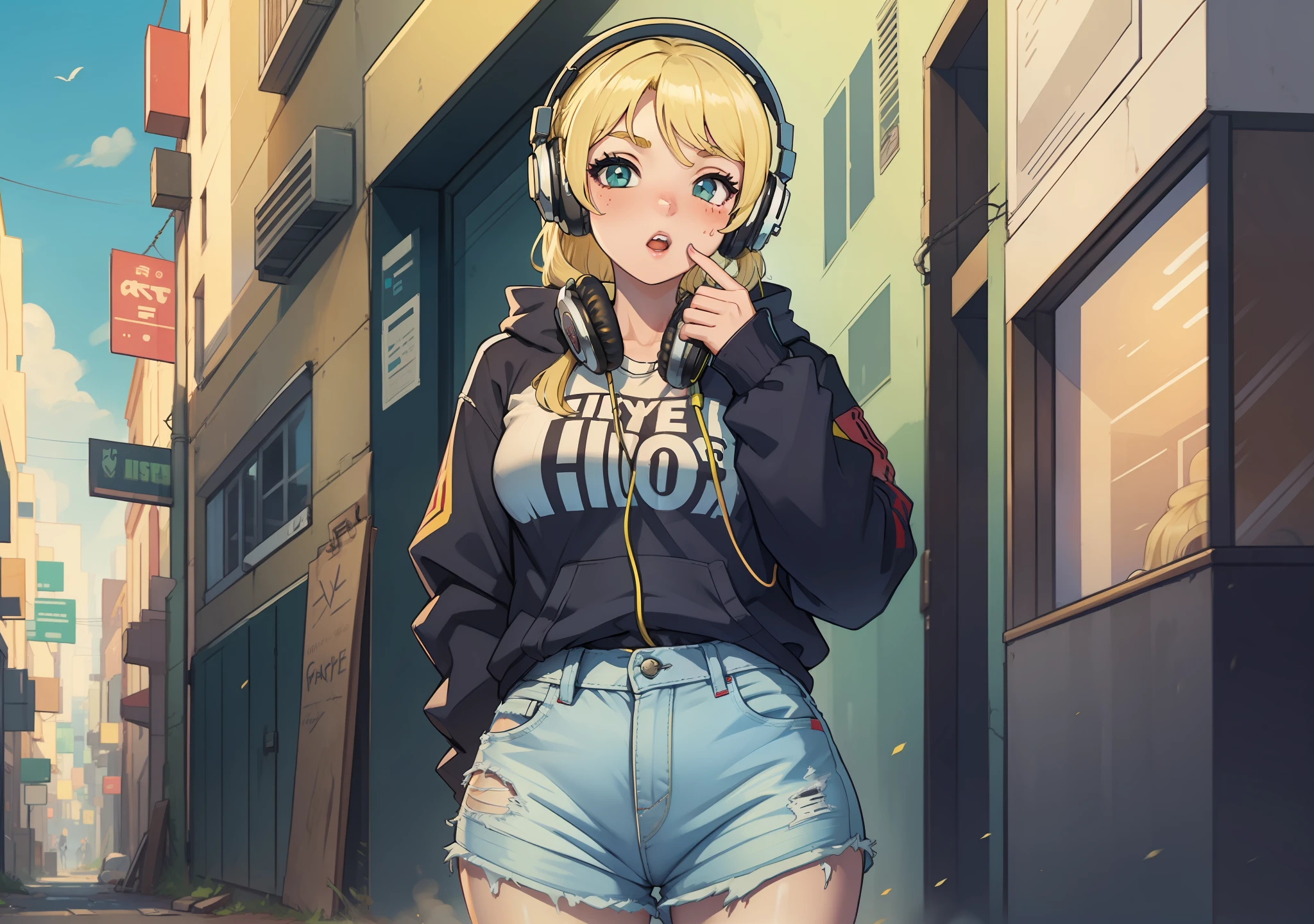 Hip Hop Style Girls Headphones Blonde Fusengum Naughty Full Body