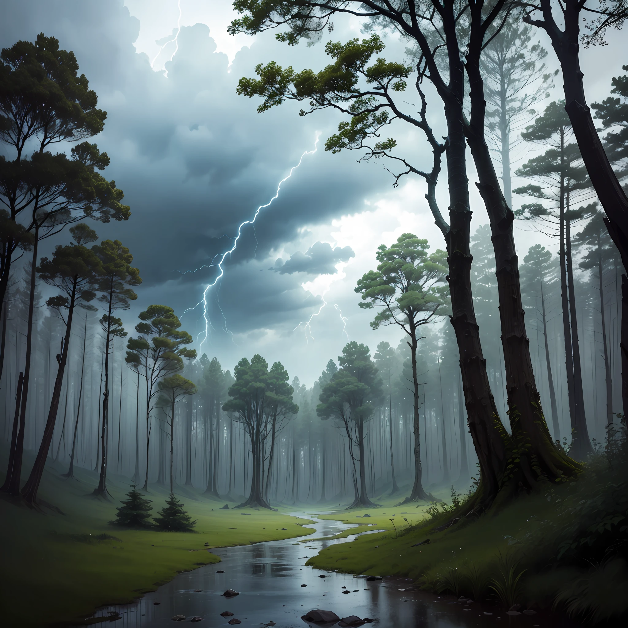 Rain and thunderstorms in the haunted forest --auto