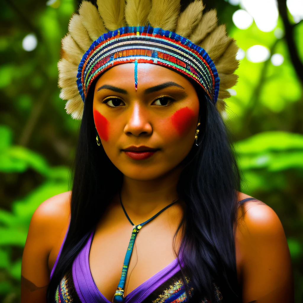 brazilian indigenous woman, portrait, amazon, 90s footage, vcr, vhs, tv news report, daylight, video quality, washed footage, found footage, useful camera,, techno party, psy trance, psychedelic, aya huasca, guerrilla, jungle, betamax, dslr, soft lighting, high quality, film grain, Fujifilm XT3, yanomami