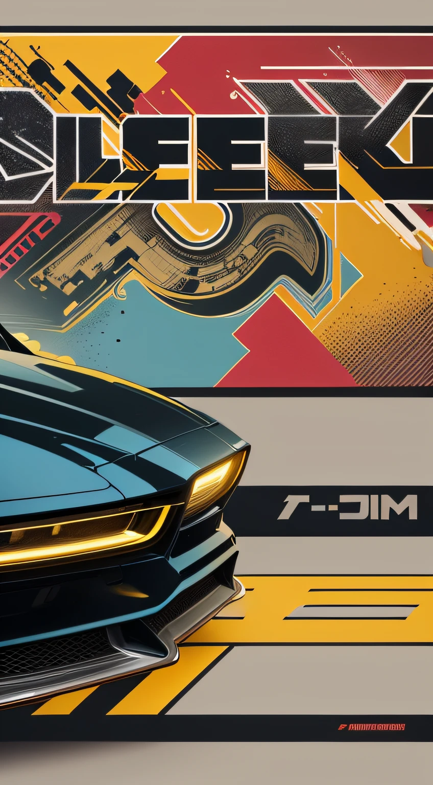 T-shirt design, ready-to-print vector art highly detailed graffiti illustration of thegangster car