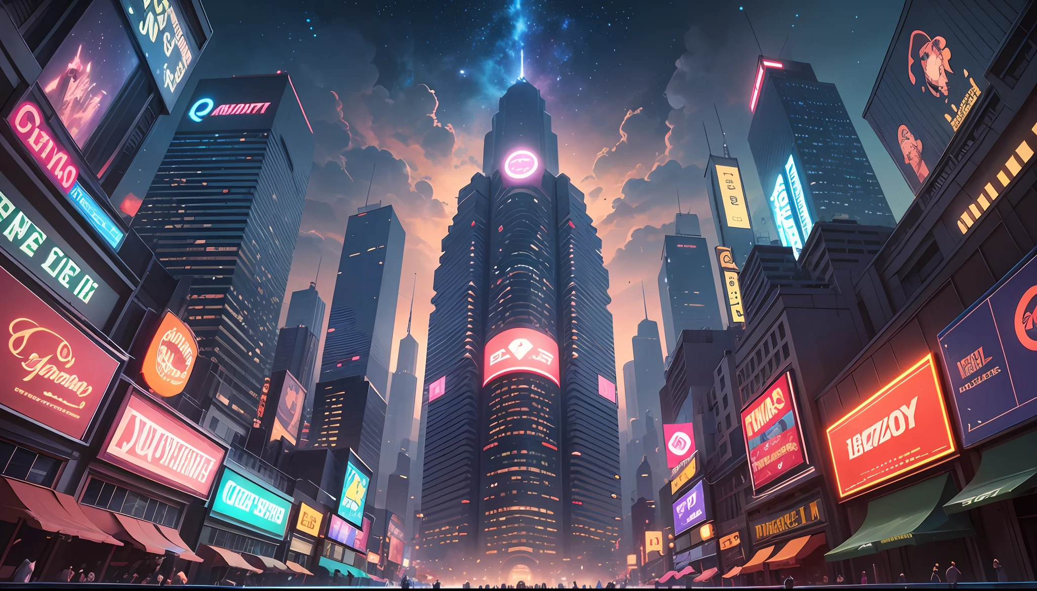 Cartoon game scene, Q version style, cute, bustling city, Cyber punk, Neon, high-rise building, casino, slot, outdoor scene, starry sky, crazy zootopia style, animated movie scene, Disney, Pixar, concept art, surrealism, cinematic lighting, atmospheric perspective, UHD, high quality, masterpiece --auto