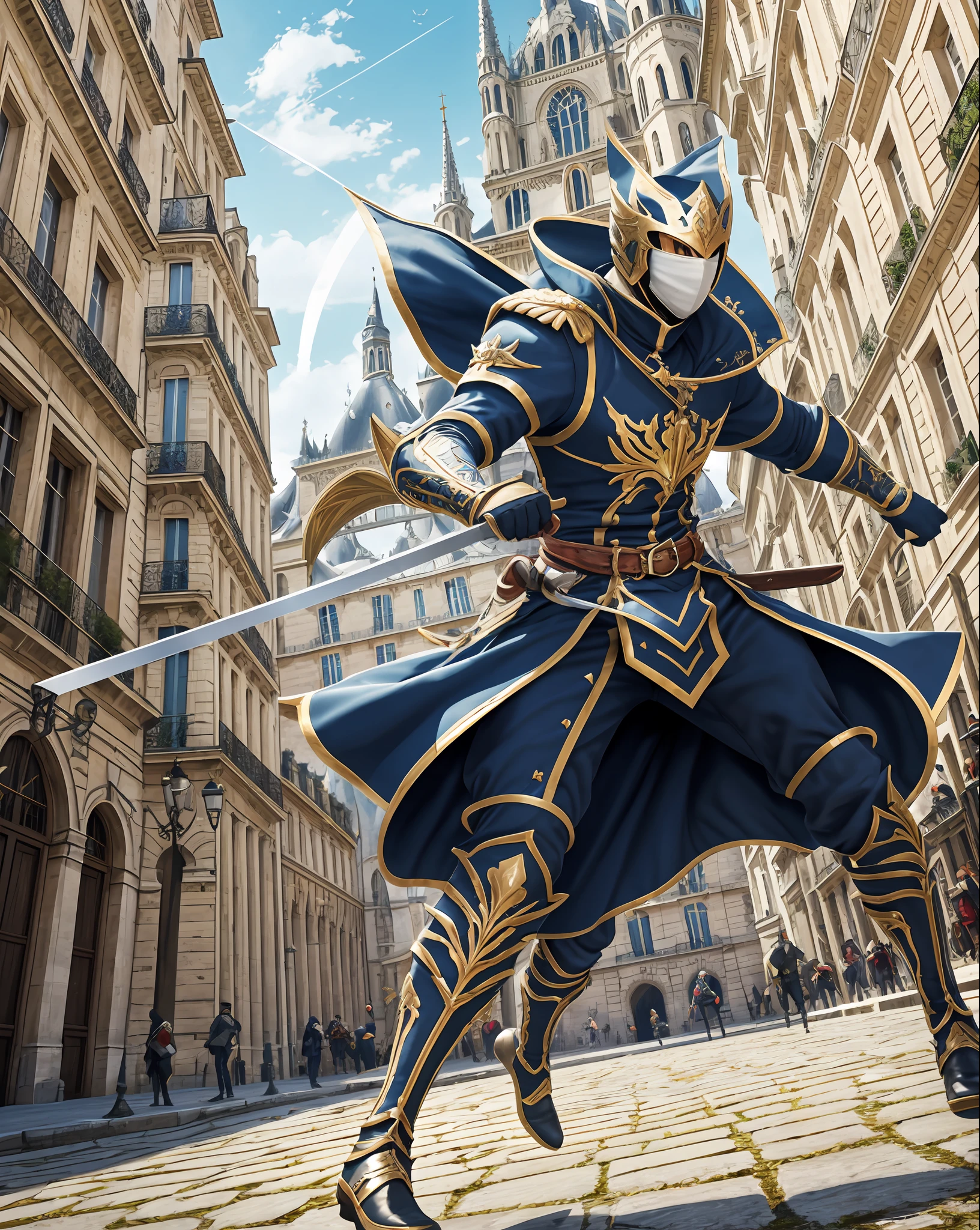 (France)1.3 could be an elegant and agile fencer boss, gracefully wielding a rapier amidst a backdrop of grandiose architecture.