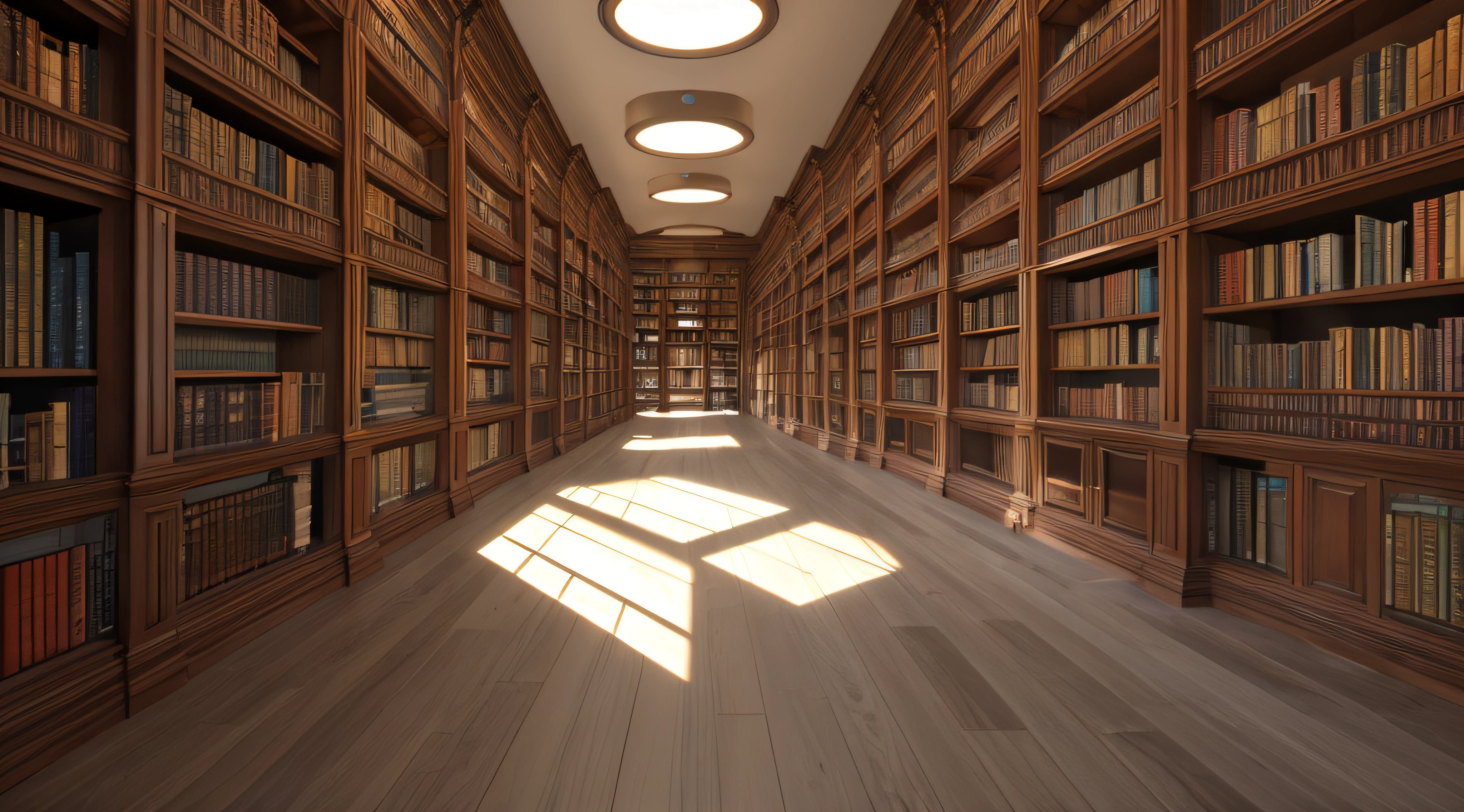 a modern library, volumetric light