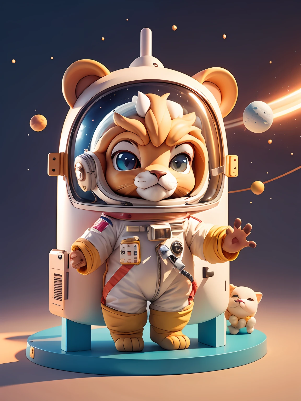 seThere is a lion in a space suit, cute digital painting, cute 3D rendering, beautiful detailed digital art, cute digital art, astronaut lion, cute cartoon characters, stylized rendering, character art rendering 8k character art, render digital art, cute! C4