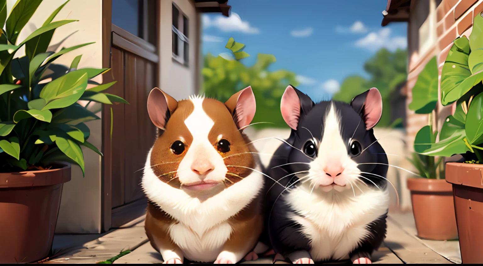 Guinea pigs, watch the viewer, fluffy, cute