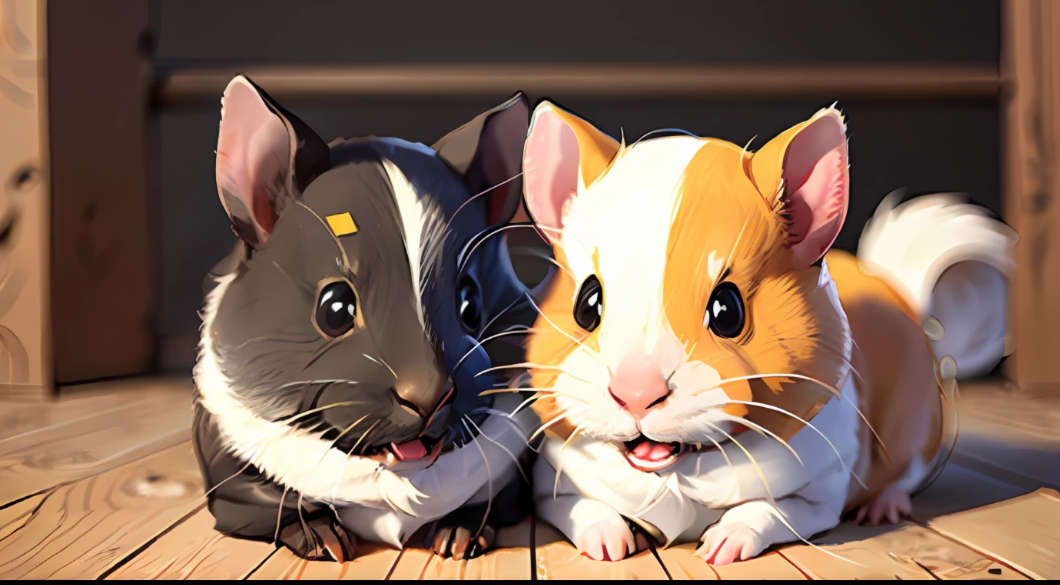 Guinea pigs, watch the viewer, fluffy, cute