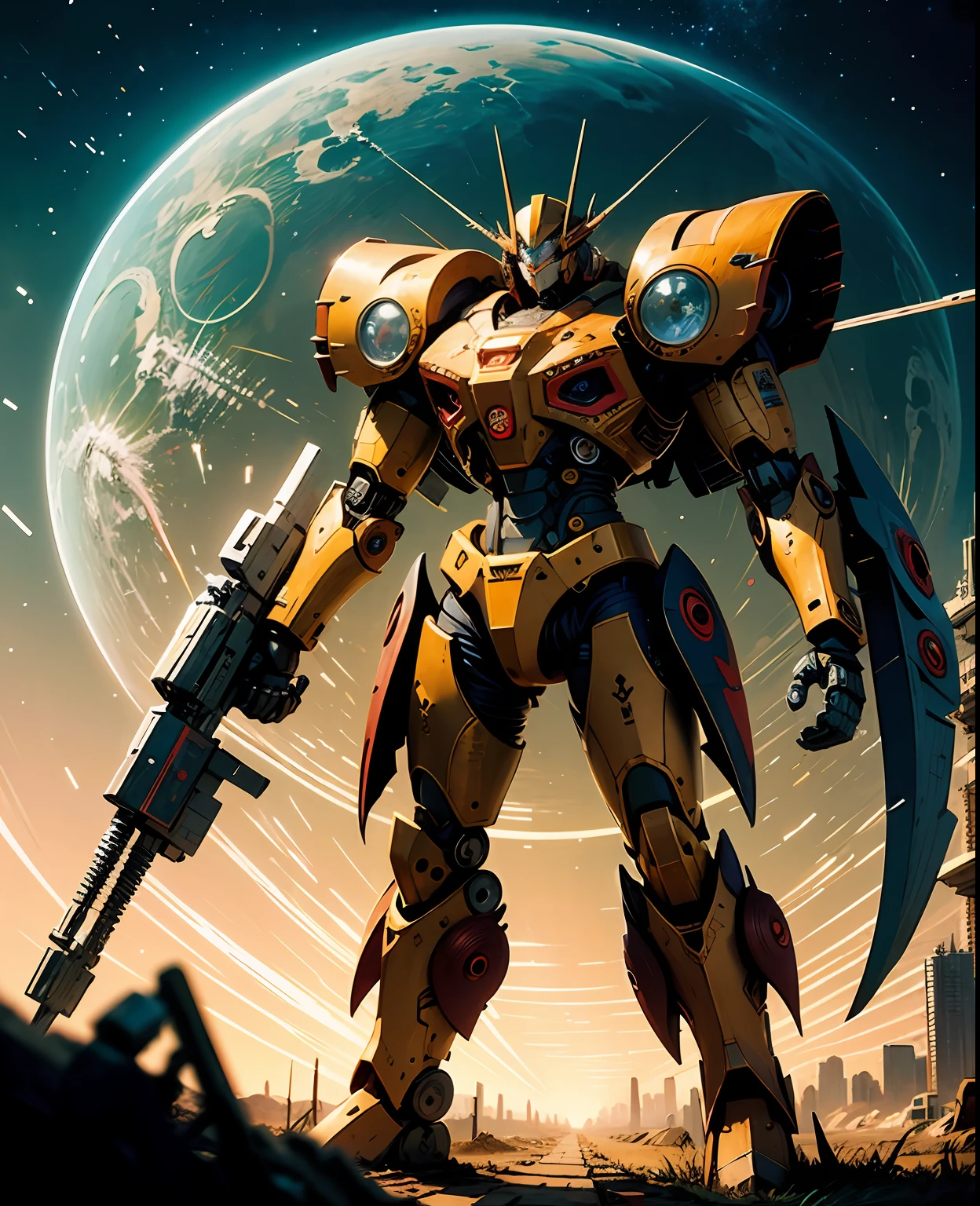 Huge manned mecha, transformable, 8k wallpapers, super detailed, beautiful and aesthetic, high quality, beauty, masterpiece, best quality, (zentangle, mandala, tangled, entanglement: 0.6), full body image, dynamic viewing angle