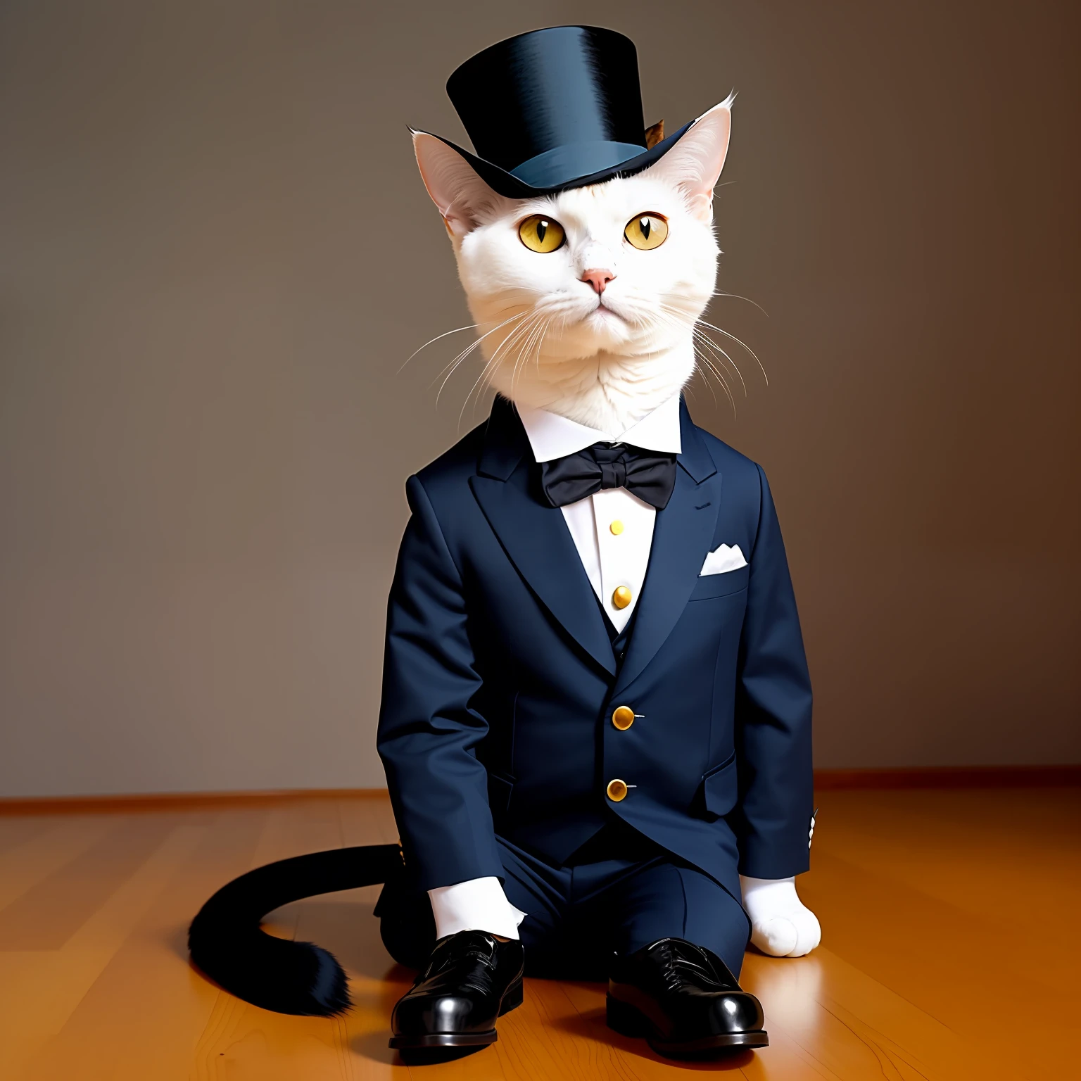 Cat dressed in suit with a top hat