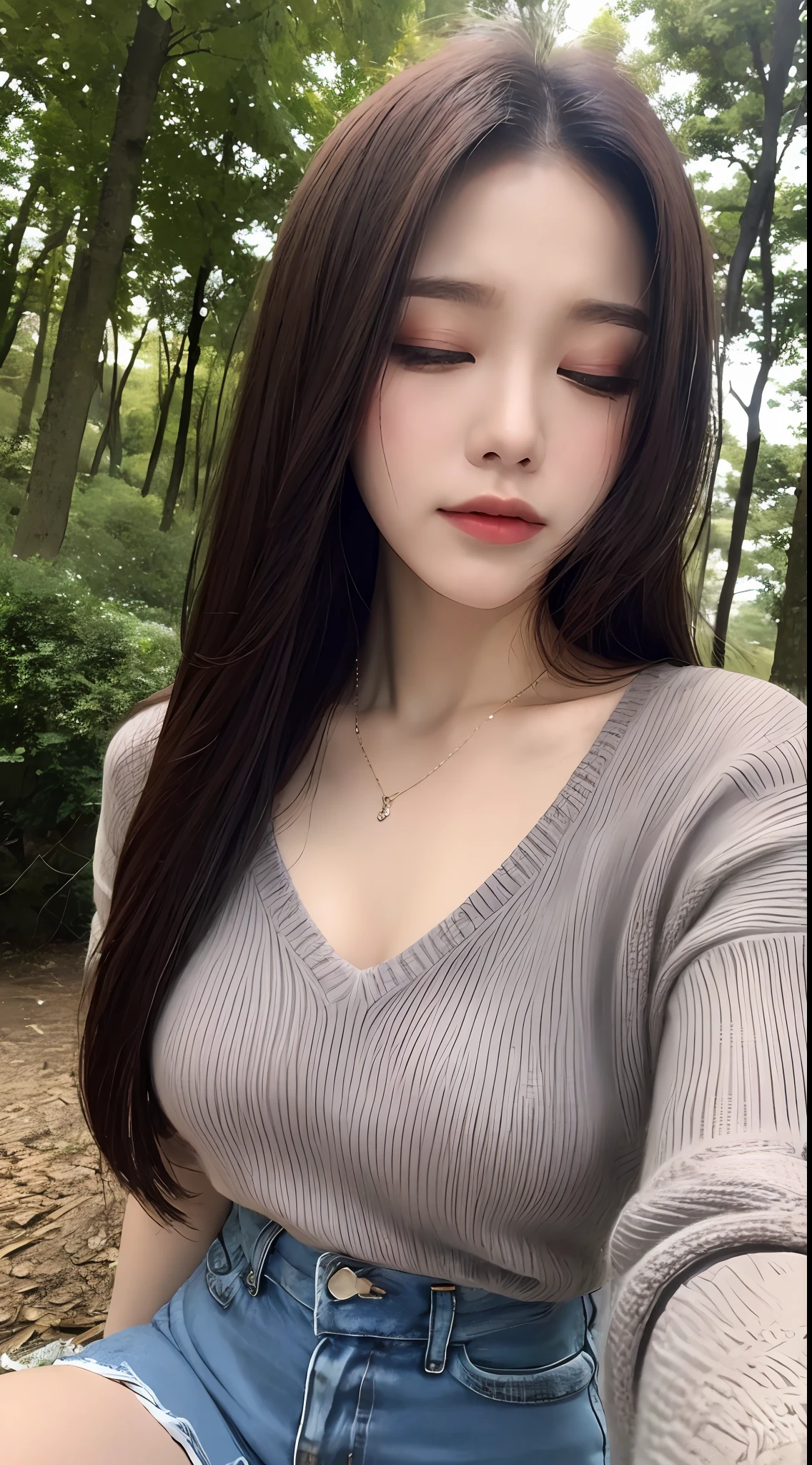 ((Night, Realistic Light, Best Quality, 8K, Masterpiece: 1.3)), 1girl, Slim beauty: 1.4, Abs: 1.1, (Brown hair, Mid breasts: 1.3), Long pink sweater: 1.1, bathroom, super fine face, delicate eyes, double eyelids, smile, necklace cyberpunk city, volumetric light, wide view, overlook, moody, rich color scheme. masterpiece, best quality, masterpiece, (1girl), (LLChar), evil witch, dark energy, void, empty eyes, (extreme evil), black magic, dark forest, negative energy, hell, void, stars, brunette hair,